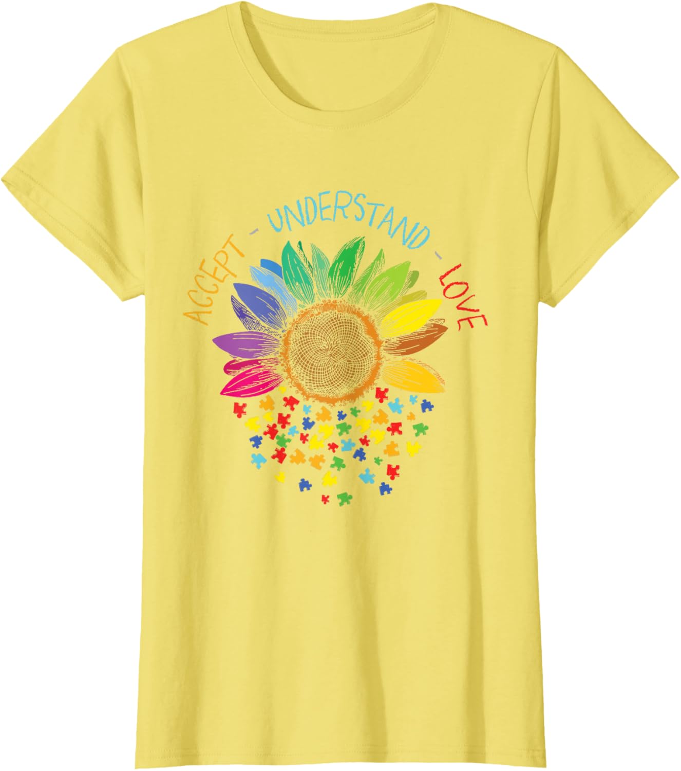 Autism Awareness Accept Understand Love ASD Rainbow Flower