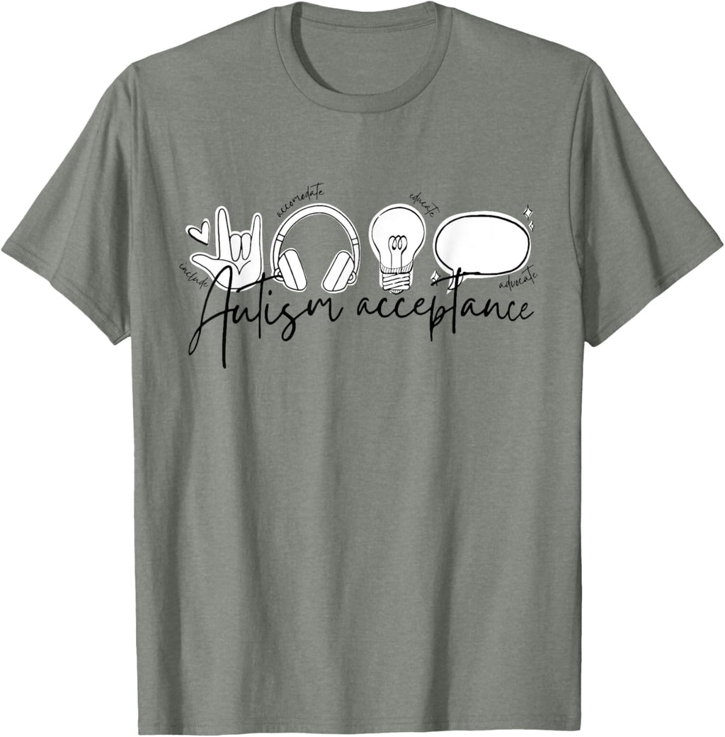Autism Awareness Acceptance Shirt Support Mom Women Kid