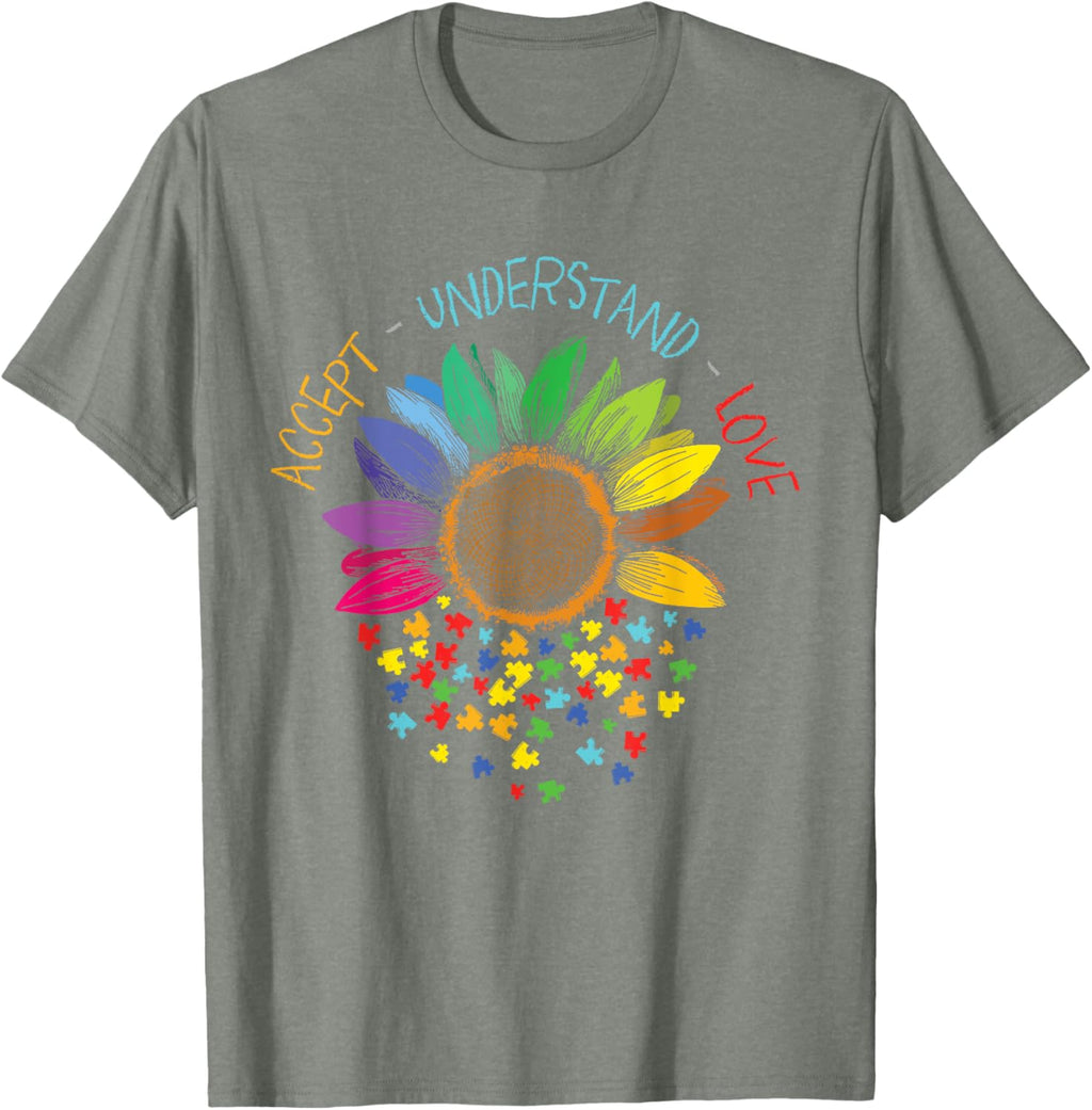 Autism Awareness Accept Understand Love ASD Rainbow Flower