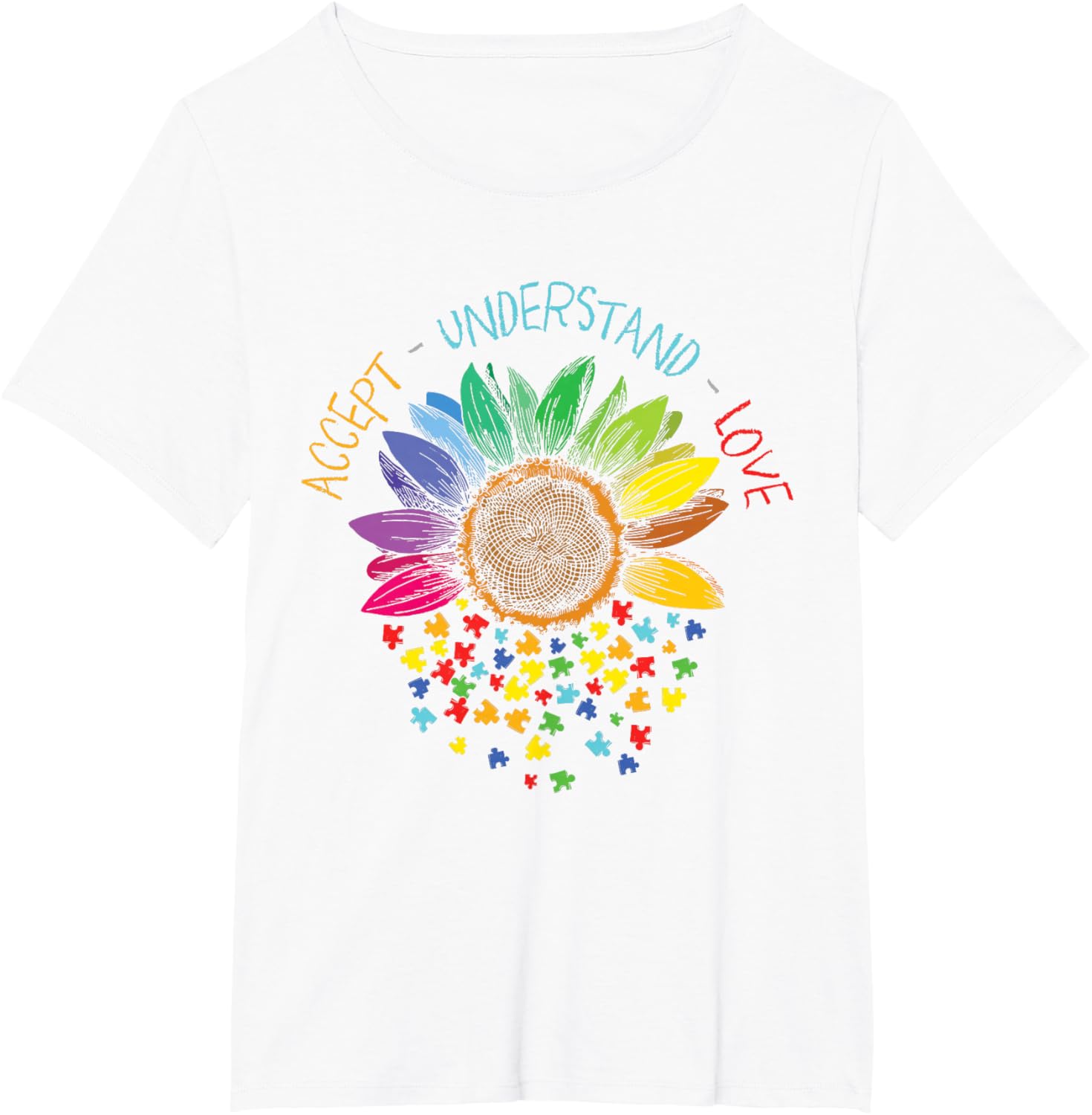 Autism Awareness Accept Understand Love ASD Rainbow Flower