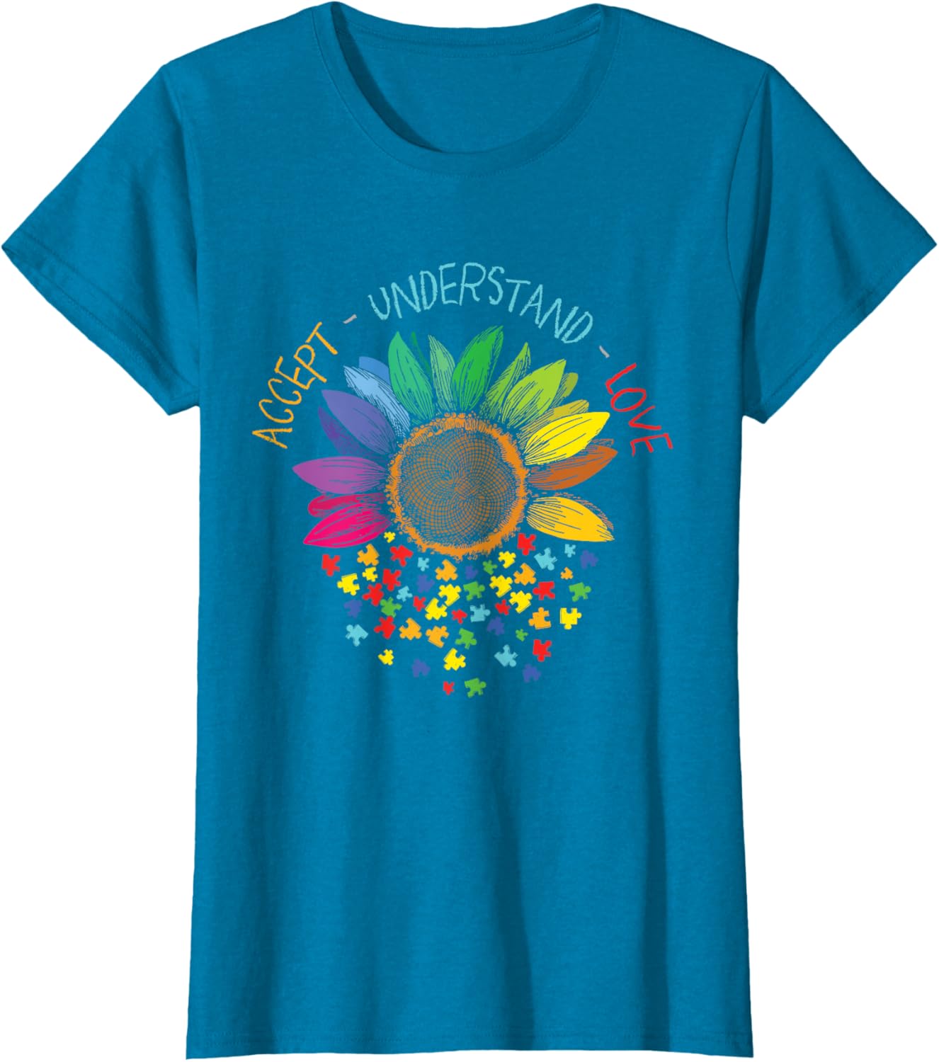 Autism Awareness Accept Understand Love ASD Rainbow Flower
