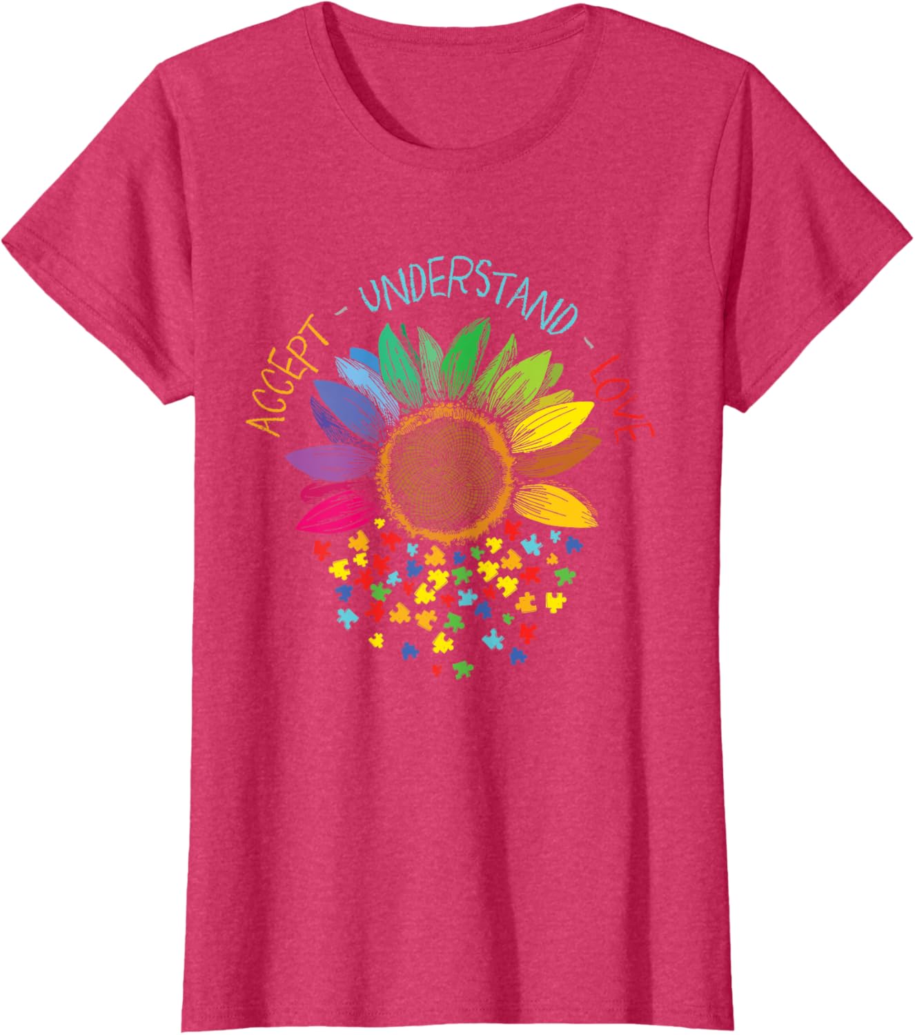 Autism Awareness Accept Understand Love ASD Rainbow Flower