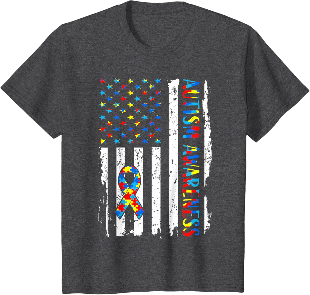 Autism Awareness Mom Dad USA flag Autistic Awareness Autism