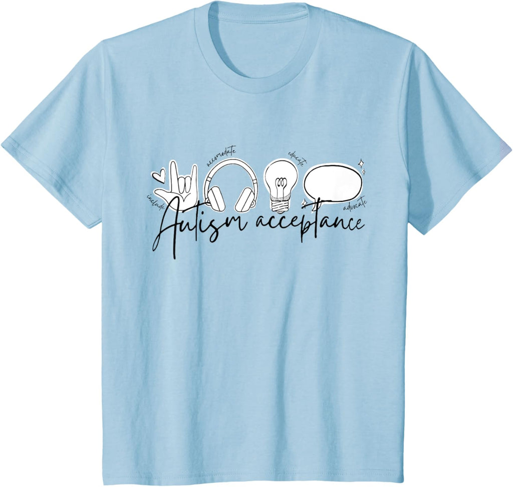 Autism Awareness Acceptance Shirt Support Mom Women Kid