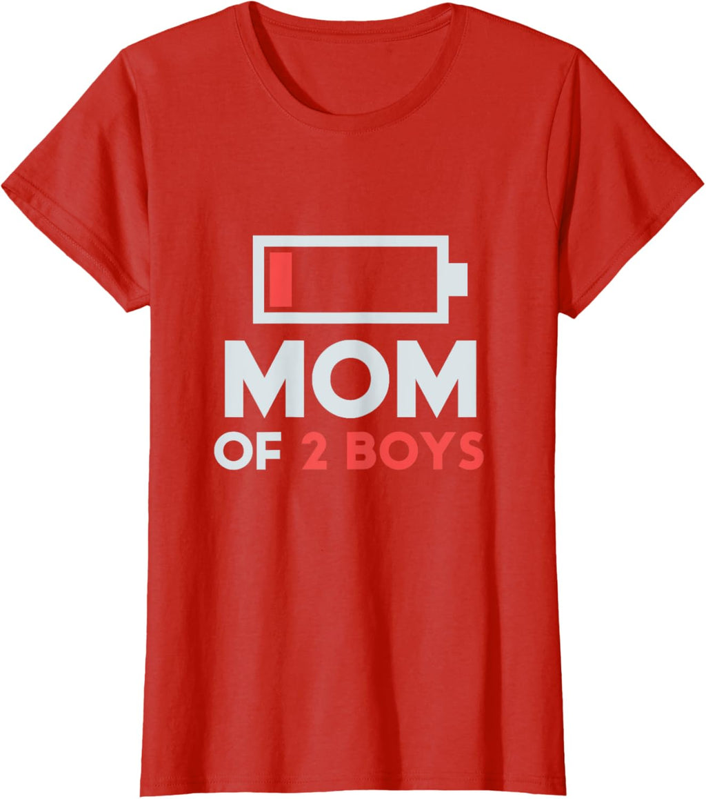 Mom of 2 Boys Gift from Son Mothers Day Birthday Women Mother Shirt