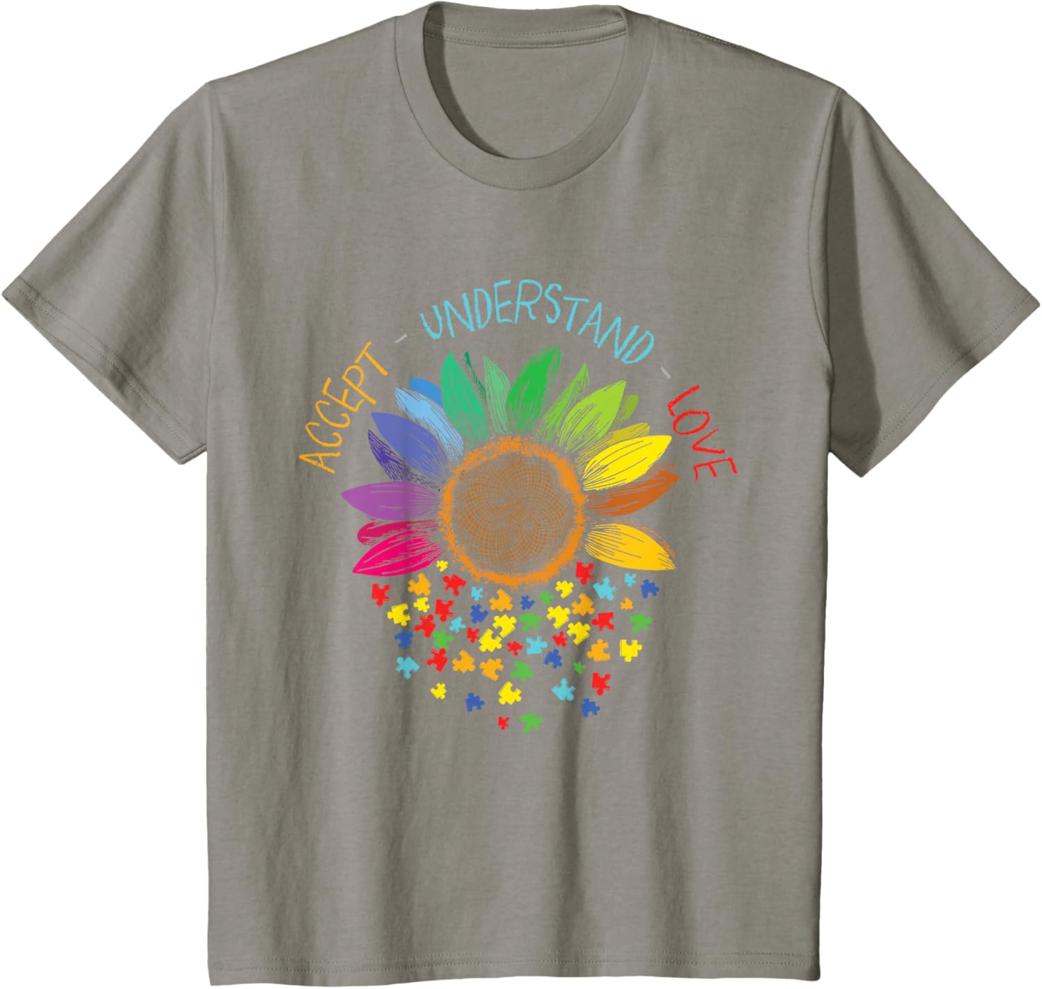 Autism Awareness Accept Understand Love ASD Rainbow Flower