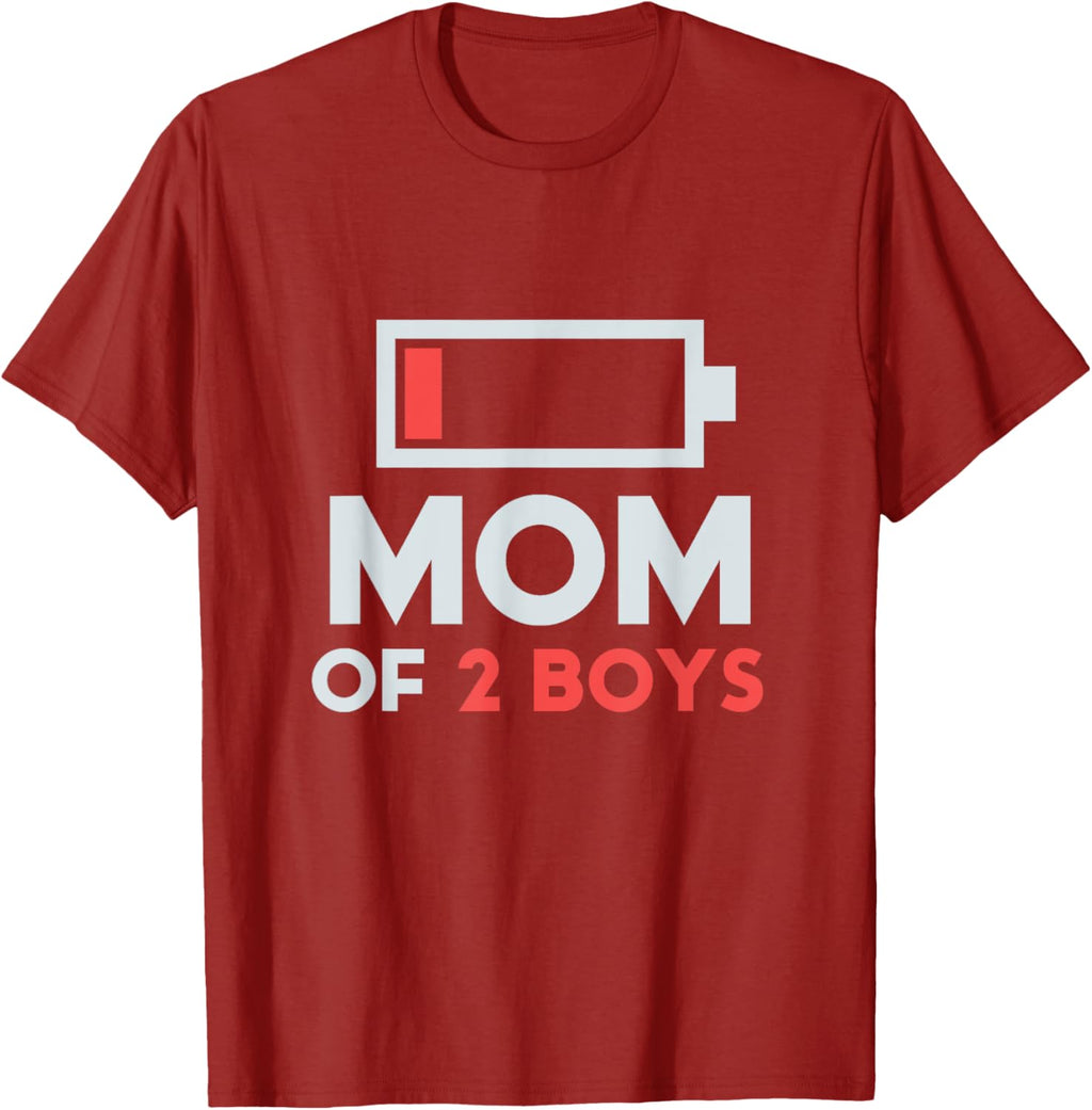 Mom of 2 Boys Gift from Son Mothers Day Birthday Women Mother Shirt