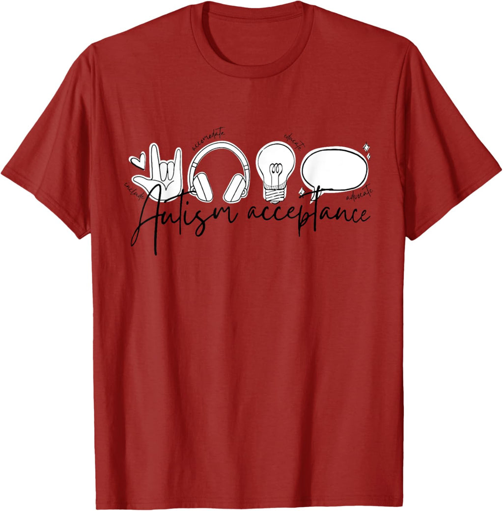 Autism Awareness Acceptance Shirt Support Mom Women Kid