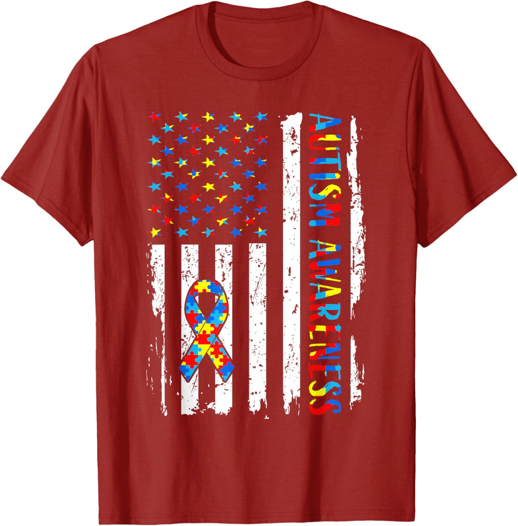 Autism Awareness Mom Dad USA flag Autistic Awareness Autism