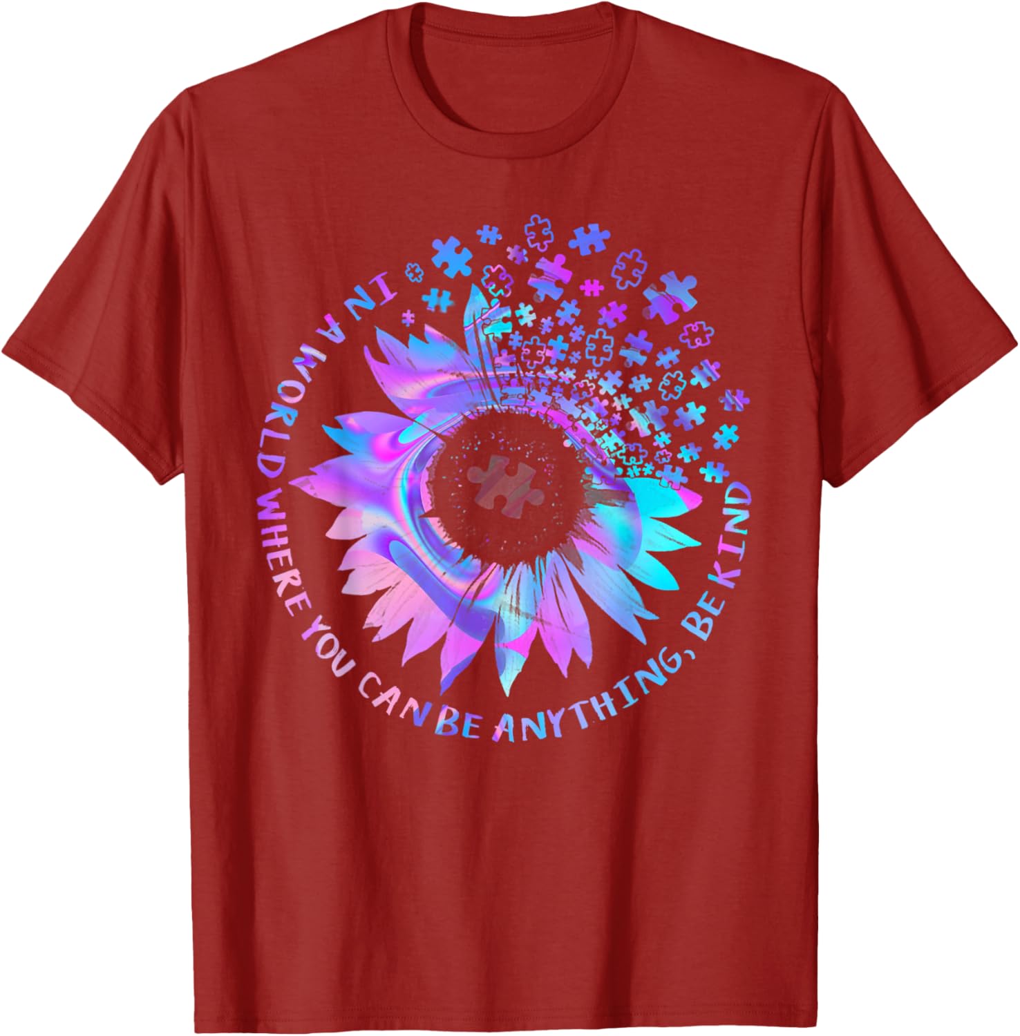 Be Kind Autism Awareness Kindness Sunflower Tie Dye Puzzle