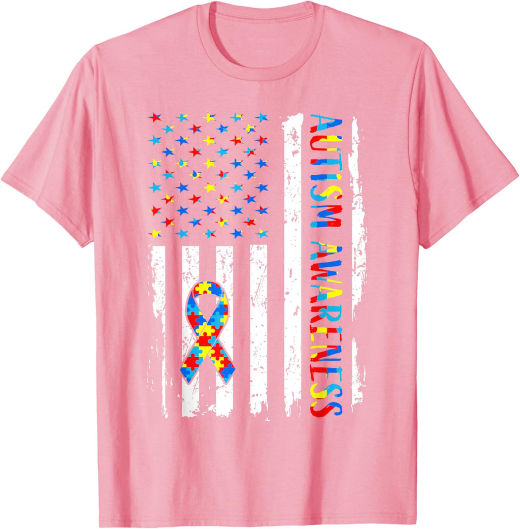 Autism Awareness Mom Dad USA flag Autistic Awareness Autism