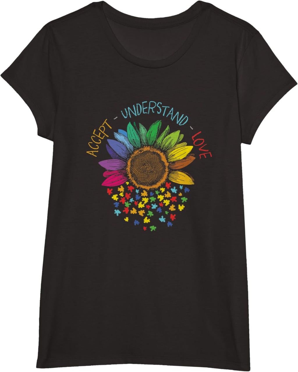 Autism Awareness Accept Understand Love ASD Rainbow Flower