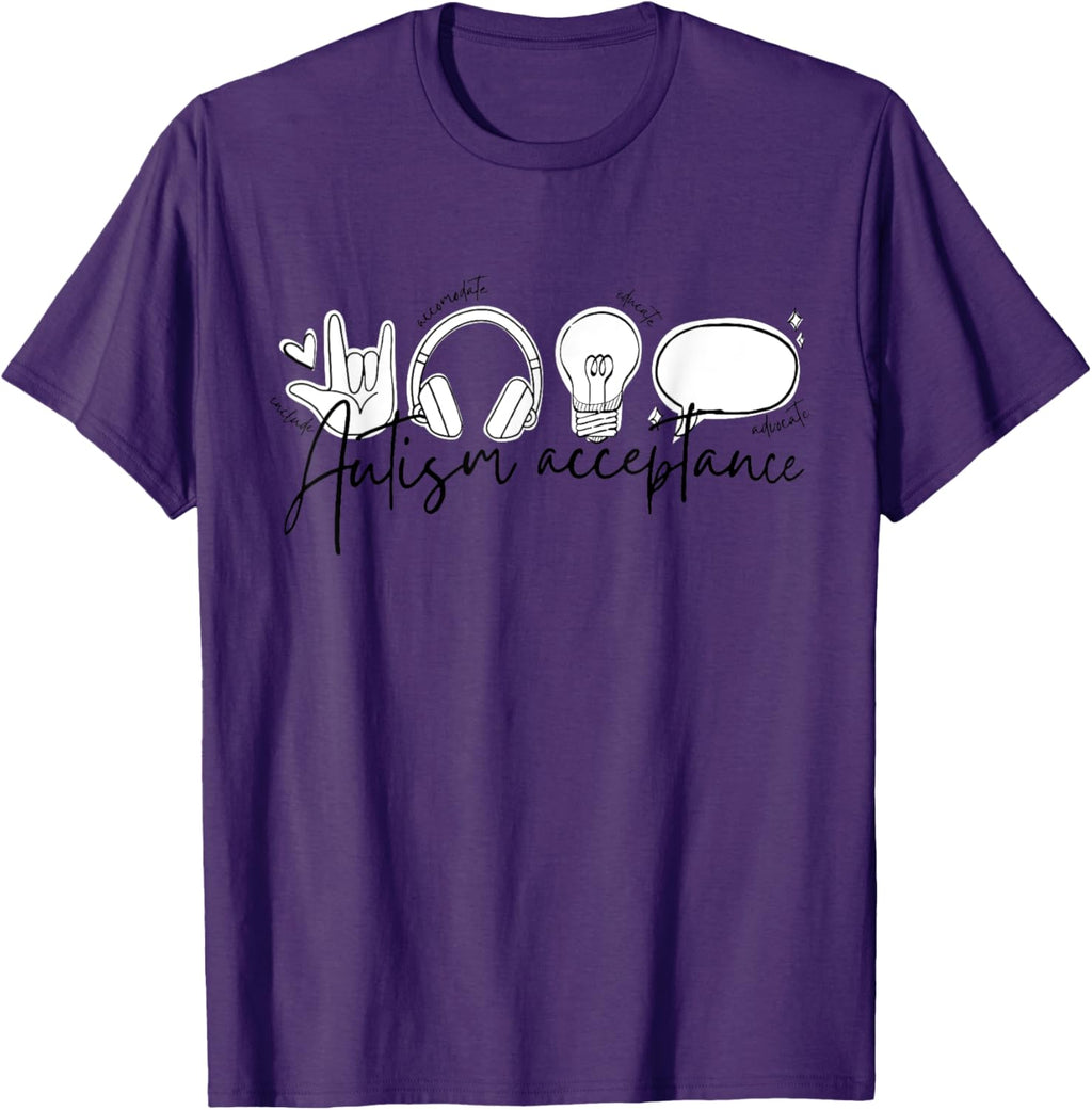 Autism Awareness Acceptance Shirt Support Mom Women Kid