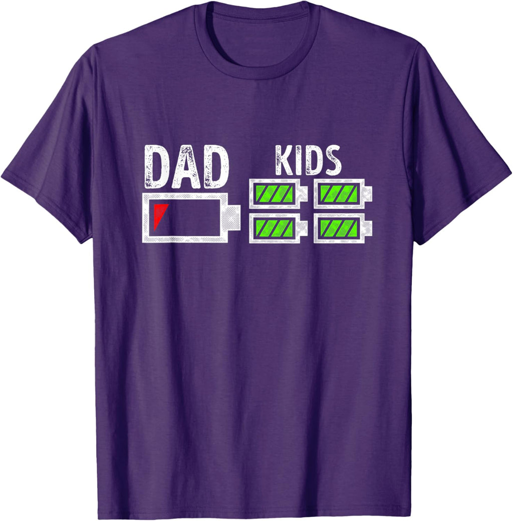 Dad of Four Low Battery Funny Father of 4 Kids Dad