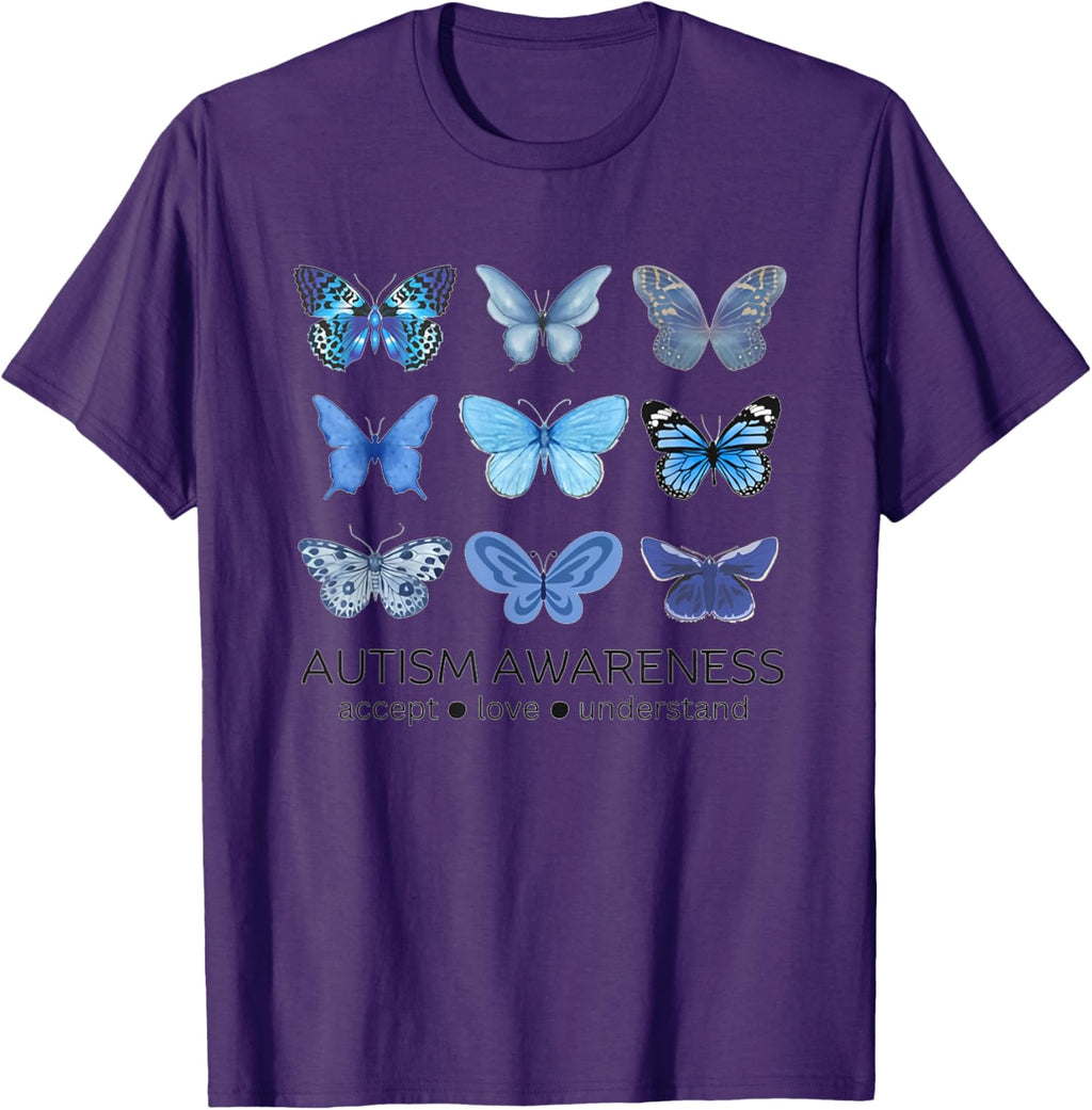 Women In April We Wear Blue Butterfly Autism Mental Health