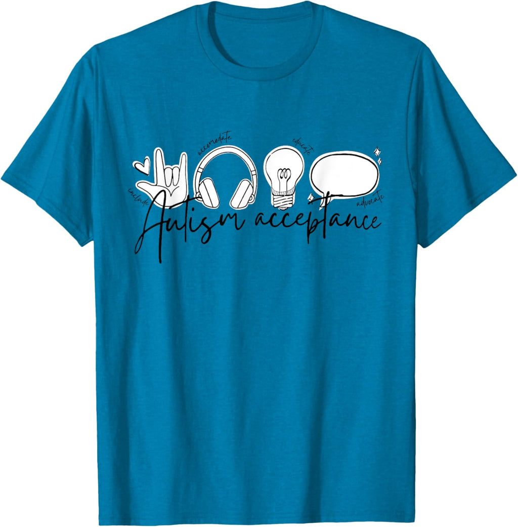 Autism Awareness Acceptance Shirt Support Mom Women Kid