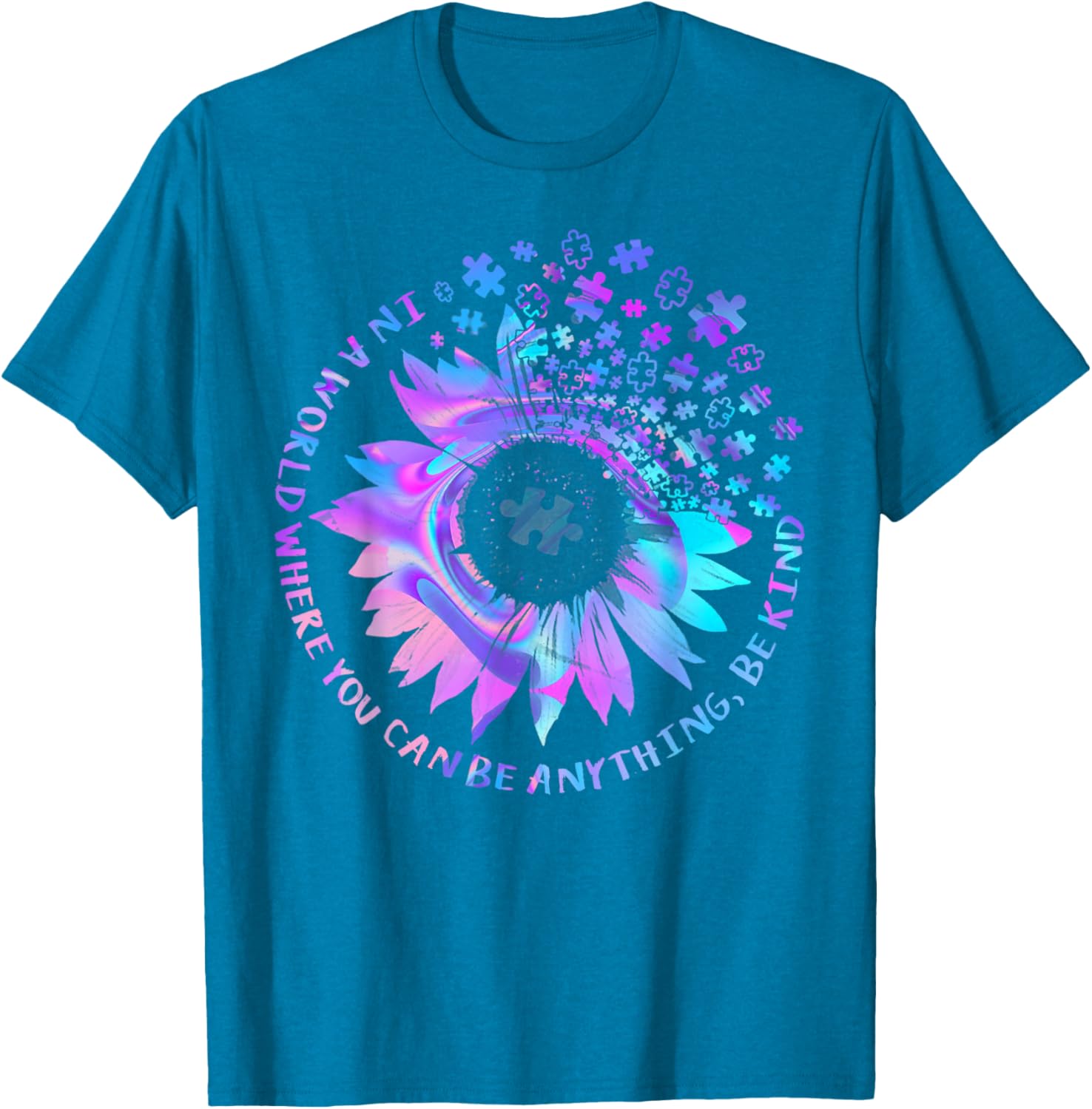Be Kind Autism Awareness Kindness Sunflower Tie Dye Puzzle