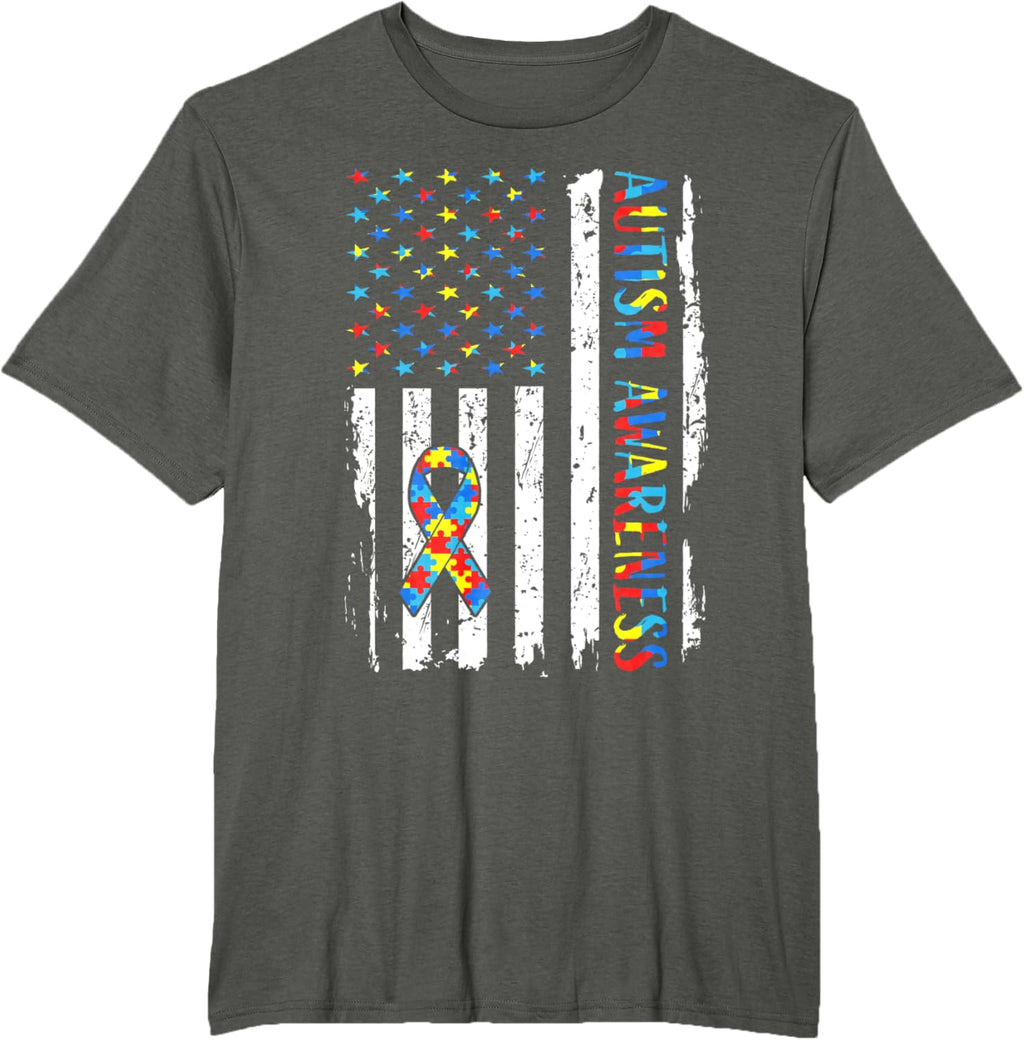 Autism Awareness Mom Dad USA flag Autistic Awareness Autism