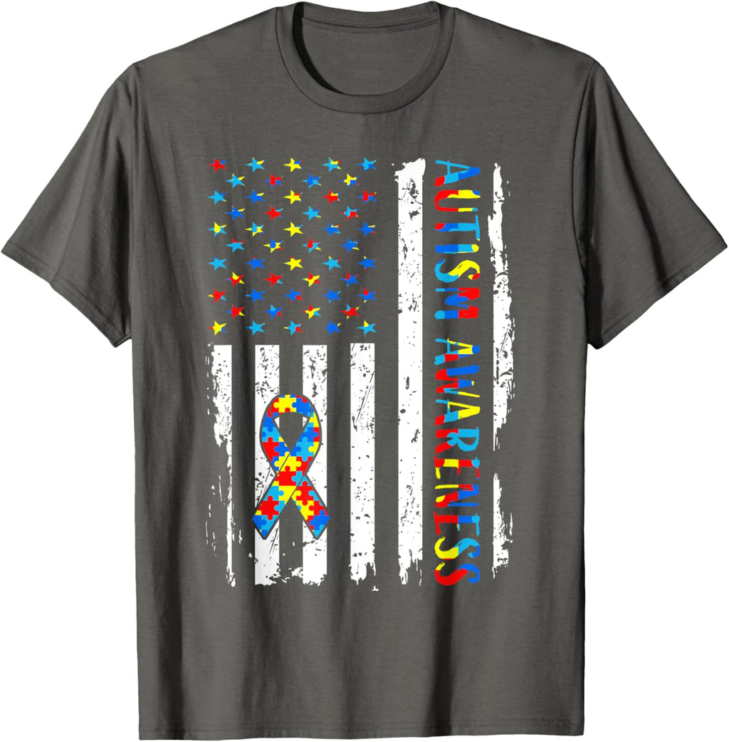 Autism Awareness Mom Dad USA flag Autistic Awareness Autism