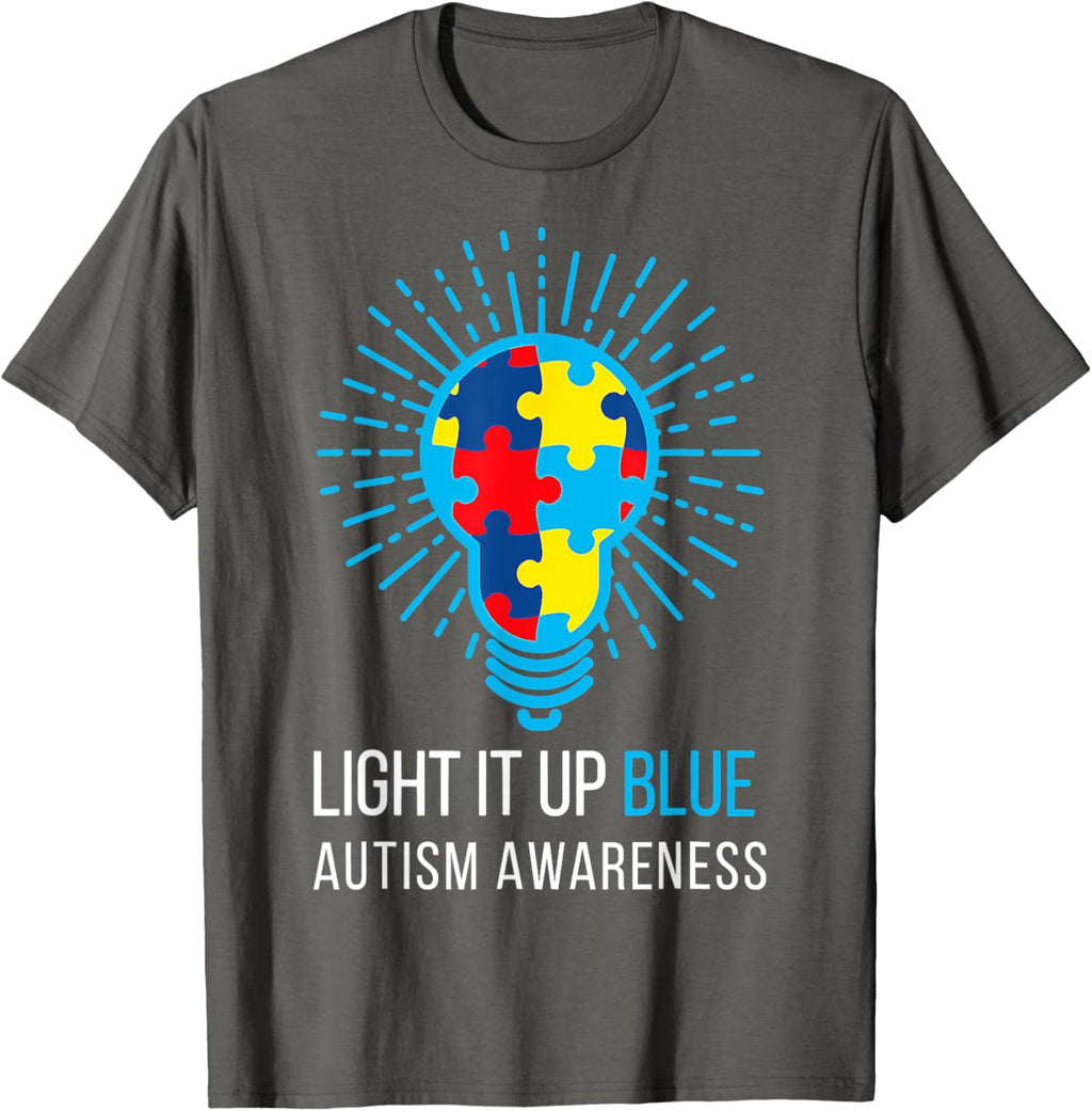 Light It Up Blue Autism Awareness Ribbon Puzzle Pieces