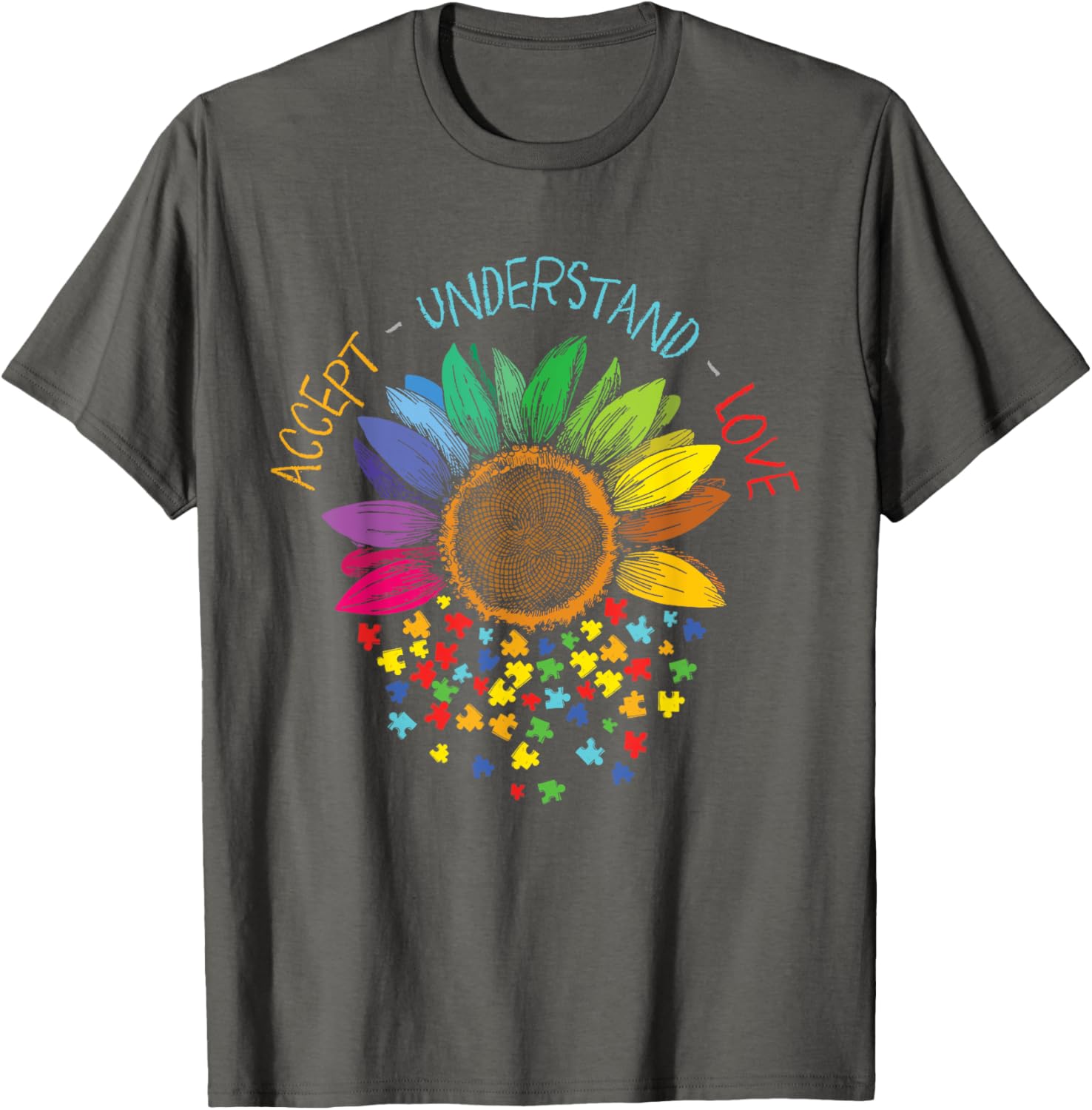 Autism Awareness Accept Understand Love ASD Rainbow Flower