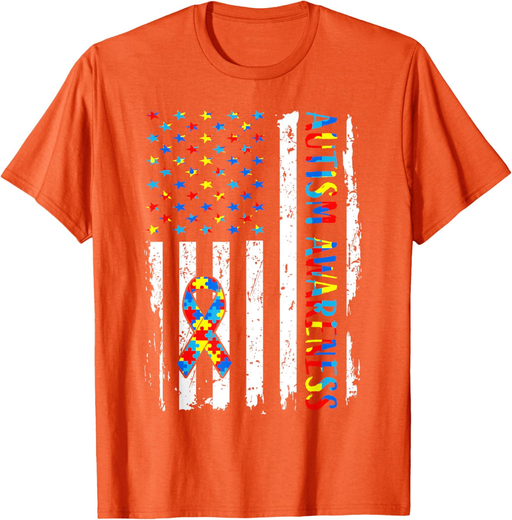 Autism Awareness Mom Dad USA flag Autistic Awareness Autism