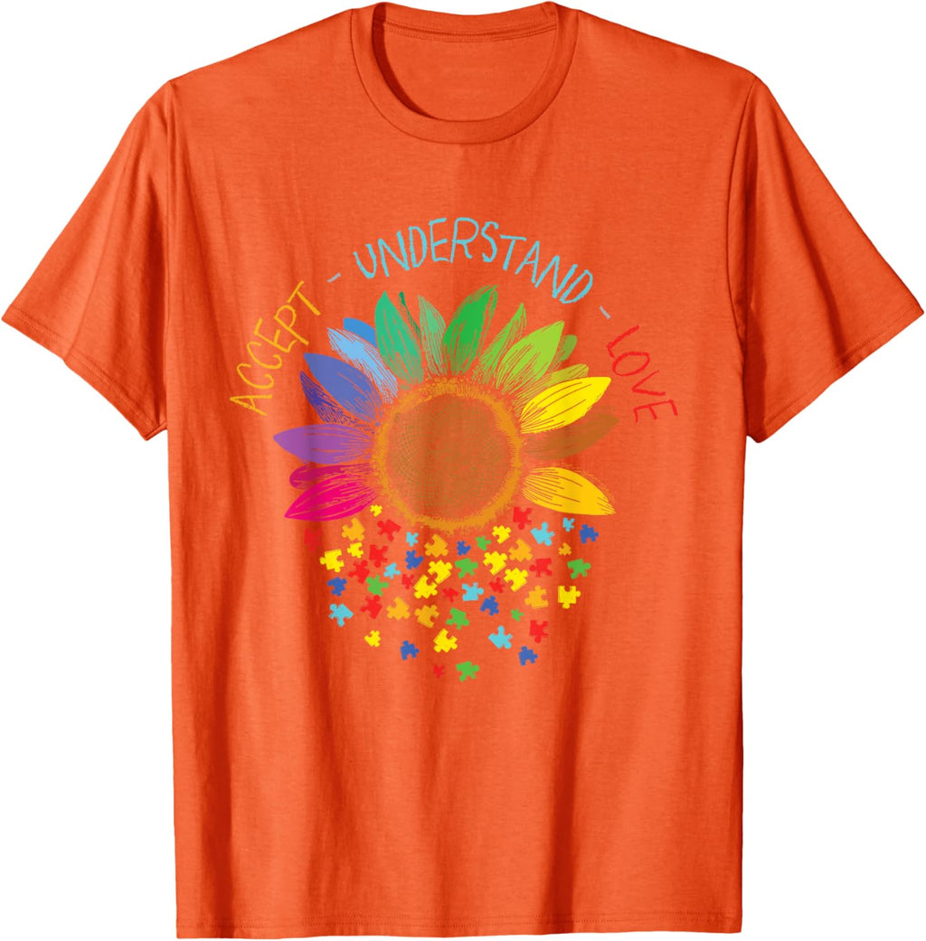 Autism Awareness Accept Understand Love ASD Rainbow Flower