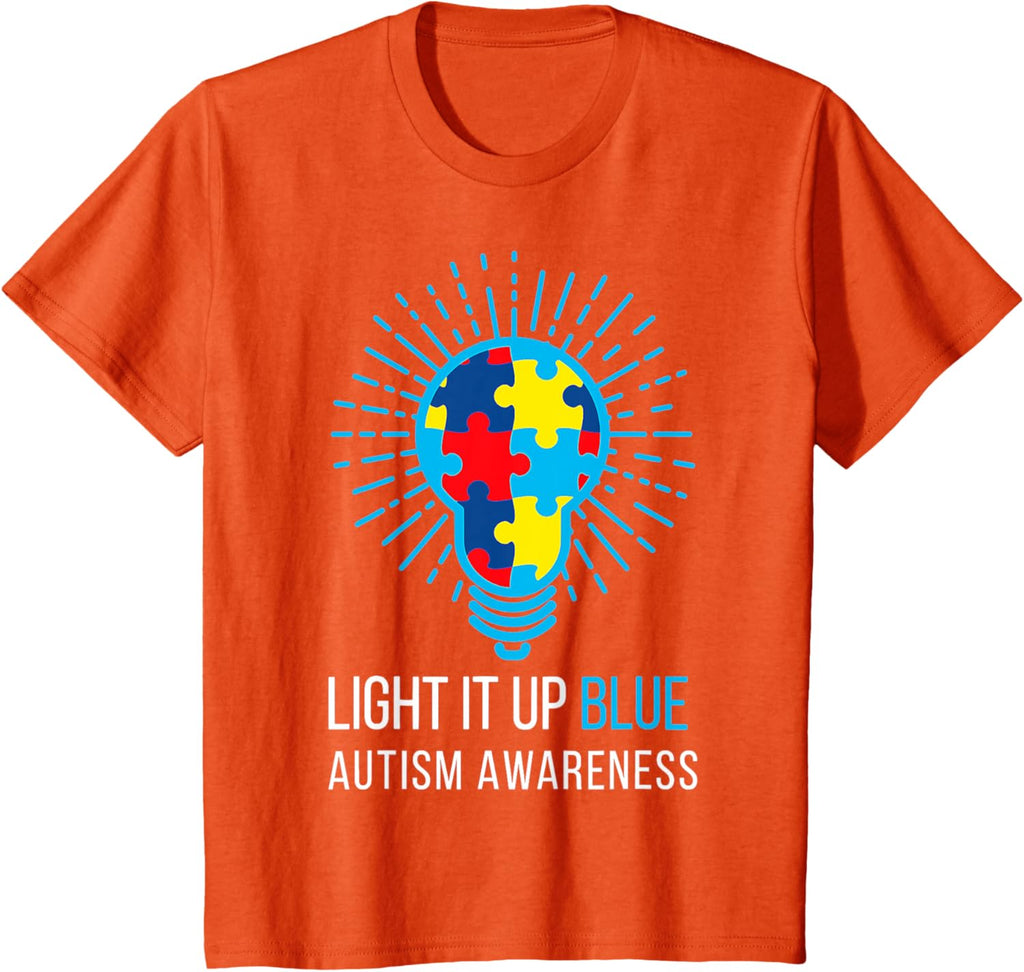 Light It Up Blue Autism Awareness Ribbon Puzzle Pieces