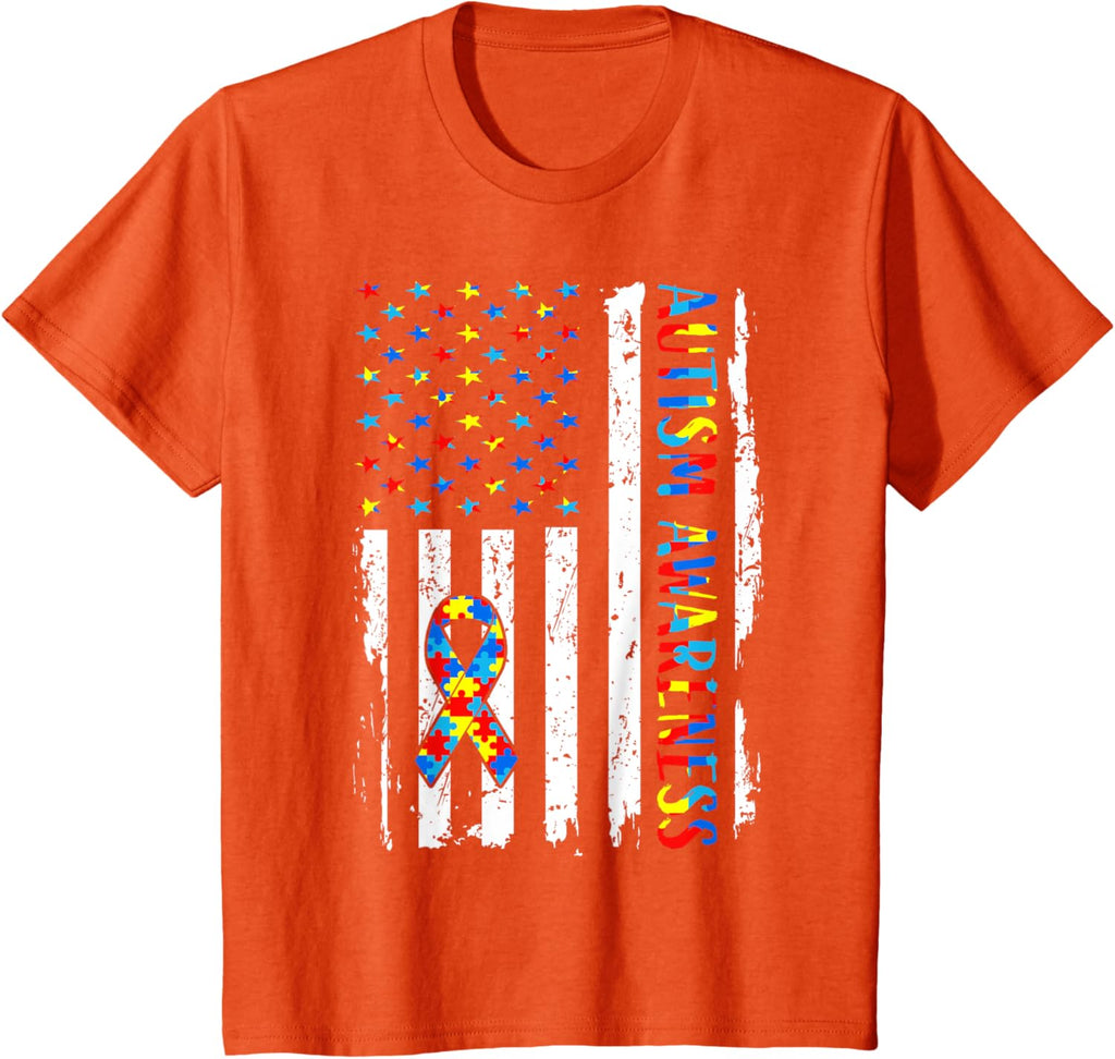 Autism Awareness Mom Dad USA flag Autistic Awareness Autism