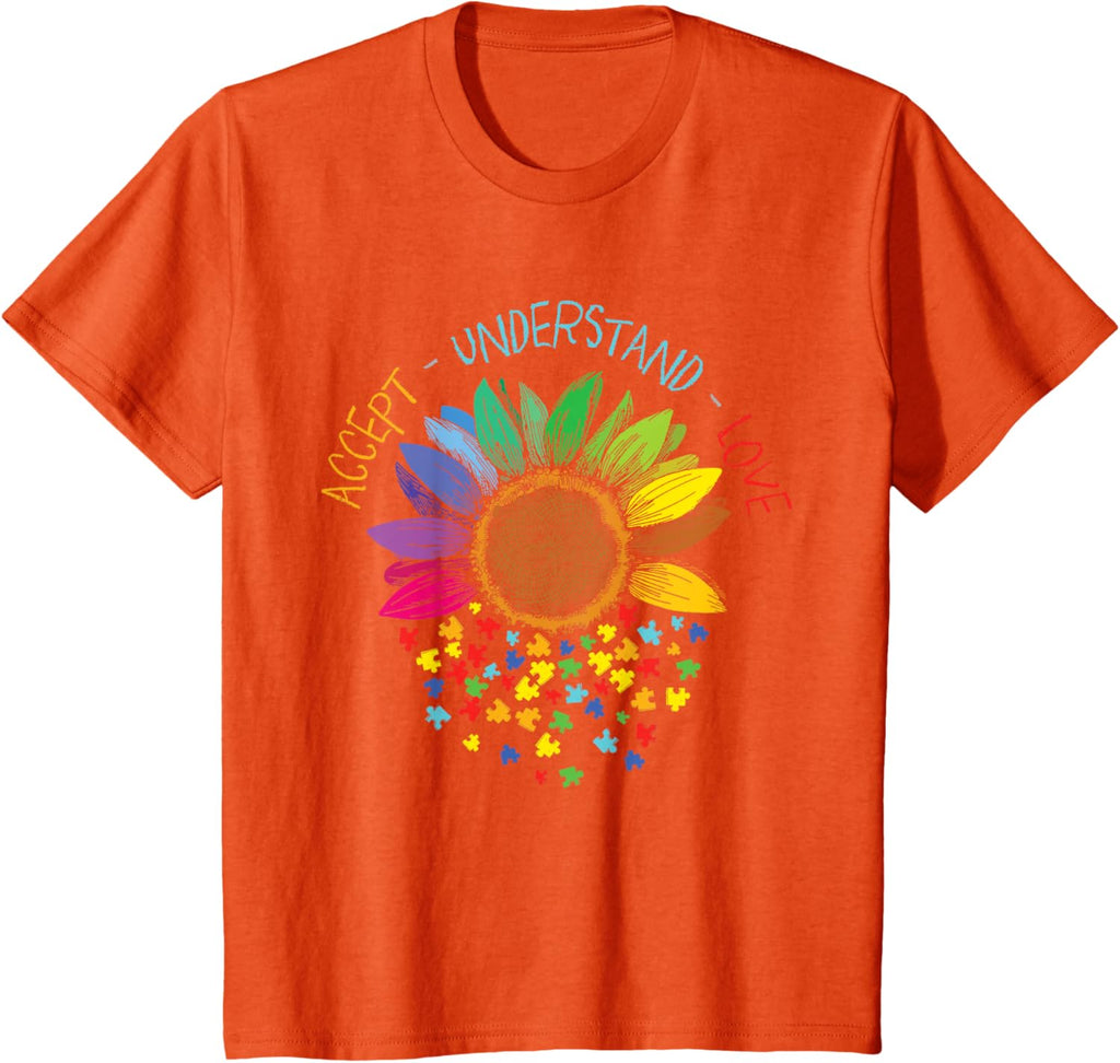 Autism Awareness Accept Understand Love ASD Rainbow Flower