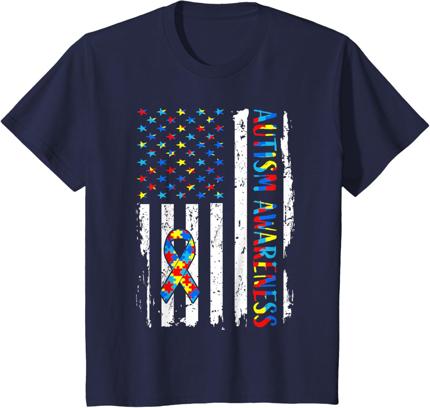 Autism Awareness Mom Dad USA flag Autistic Awareness Autism
