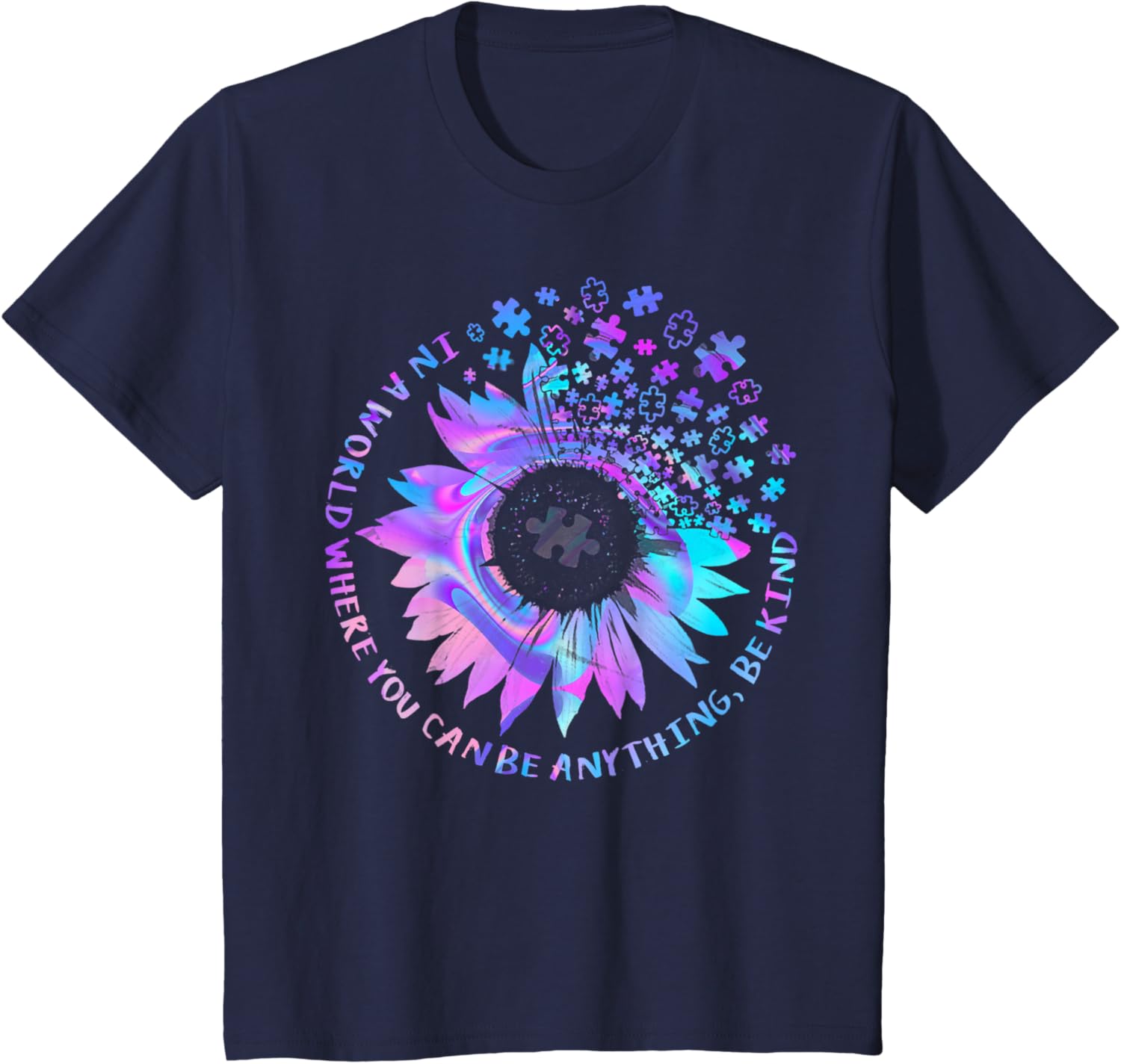 Be Kind Autism Awareness Kindness Sunflower Tie Dye Puzzle