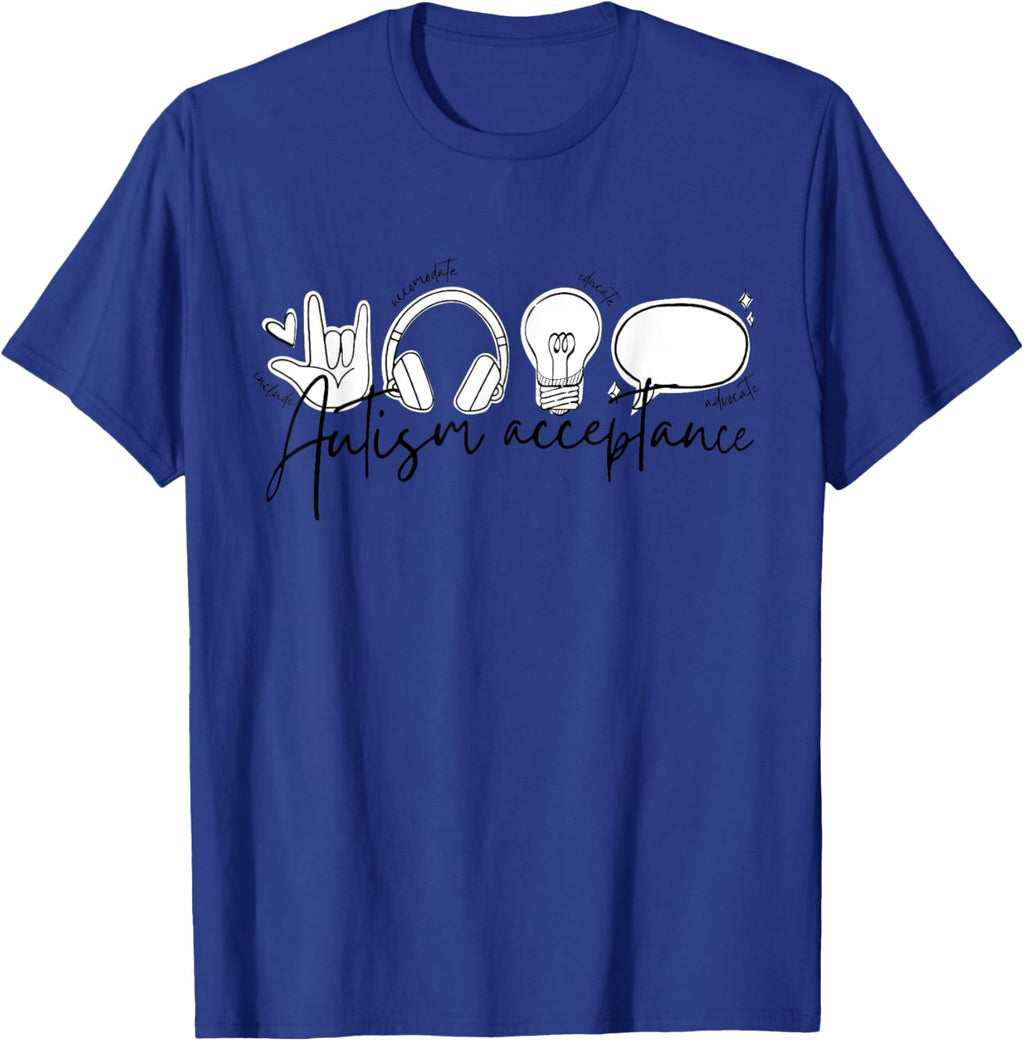 Autism Awareness Acceptance Shirt Support Mom Women Kid