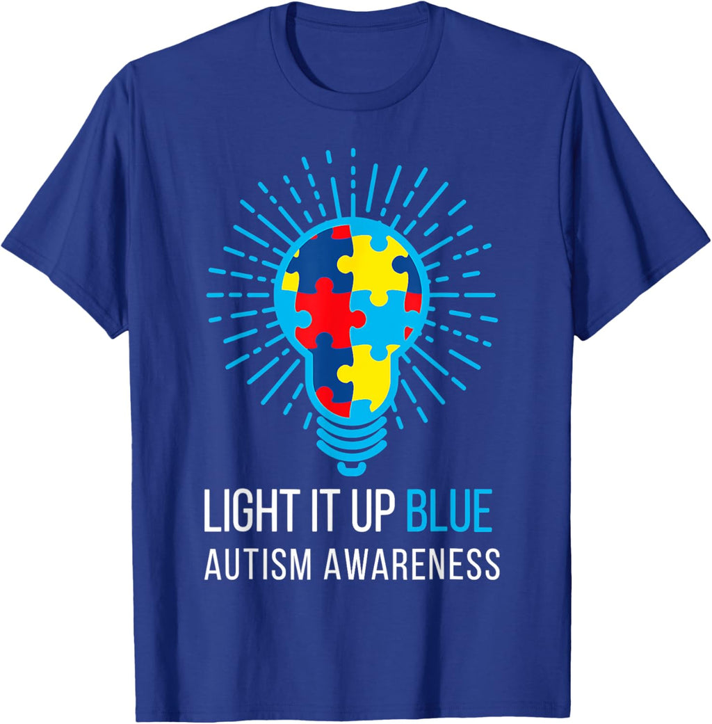 Light It Up Blue Autism Awareness Ribbon Puzzle Pieces