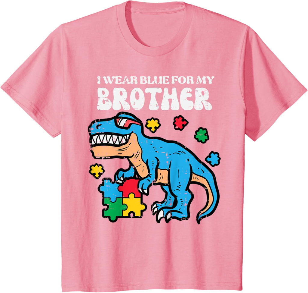 Kids Autism Awareness Blue For My Brother Trex Toddler Boys Kids