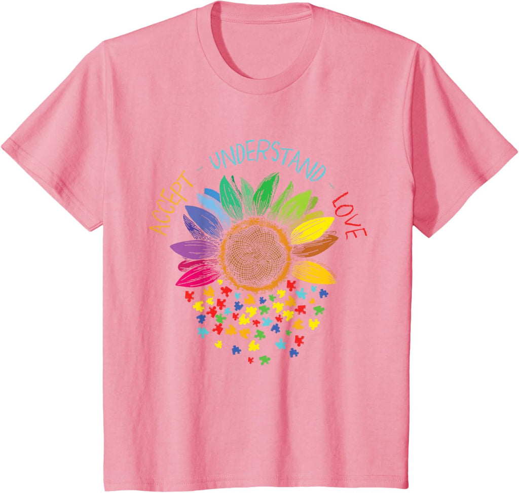 Autism Awareness Accept Understand Love ASD Rainbow Flower