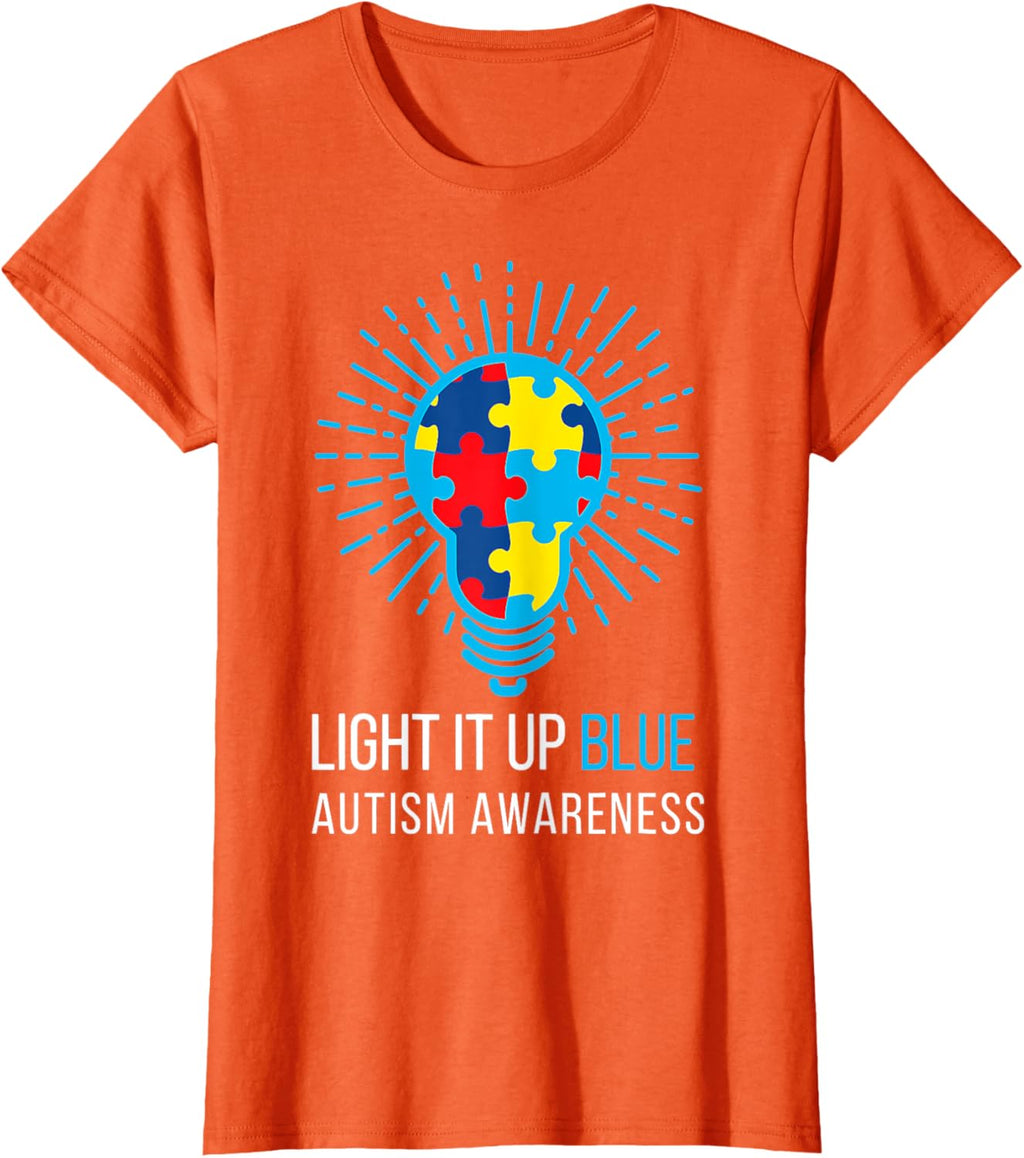 Light It Up Blue Autism Awareness Ribbon Puzzle Pieces