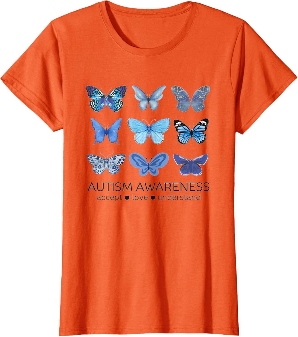 Women In April We Wear Blue Butterfly Autism Mental Health