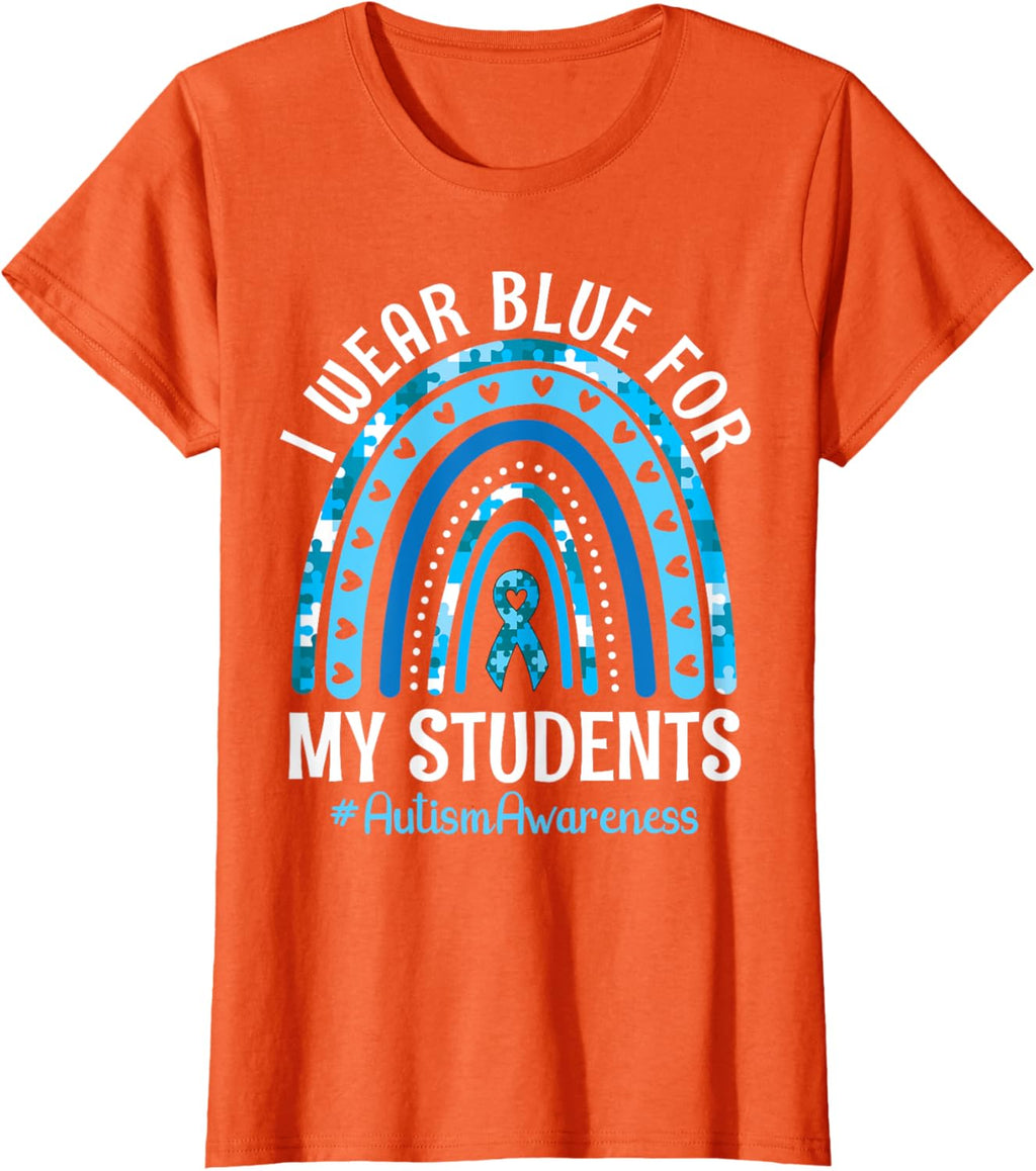 Happy Teacher I Wear Blue For My Students Autism Awareness