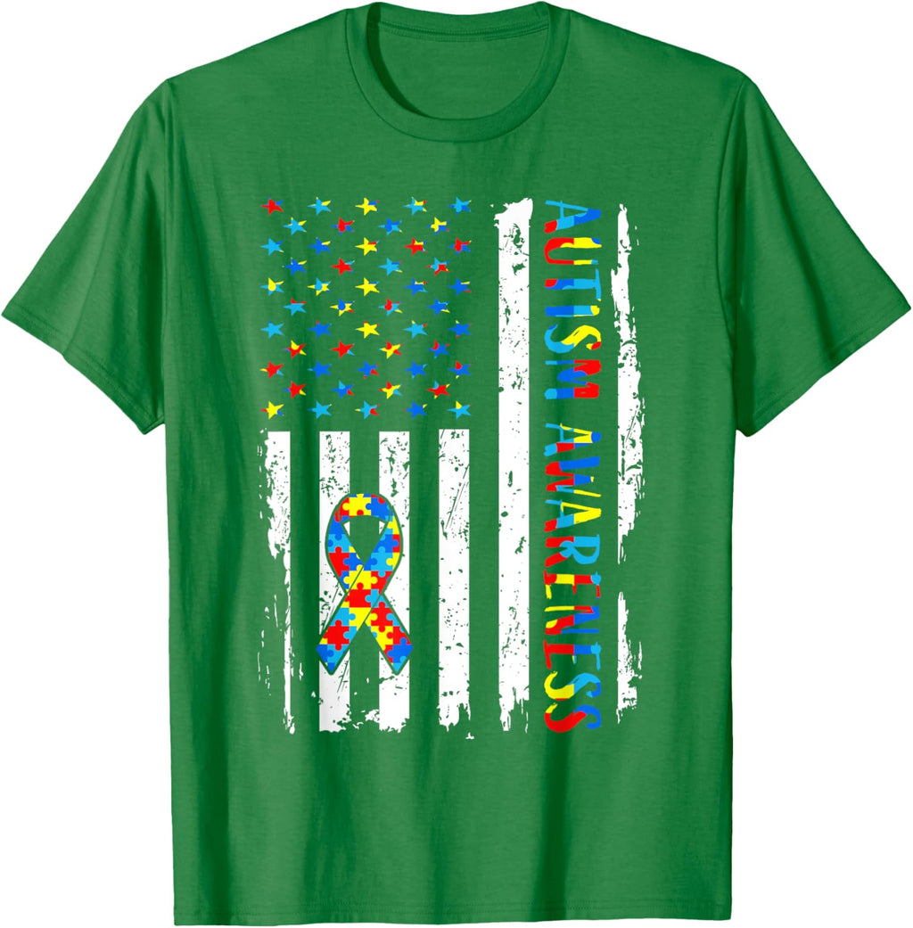 Autism Awareness Mom Dad USA flag Autistic Awareness Autism