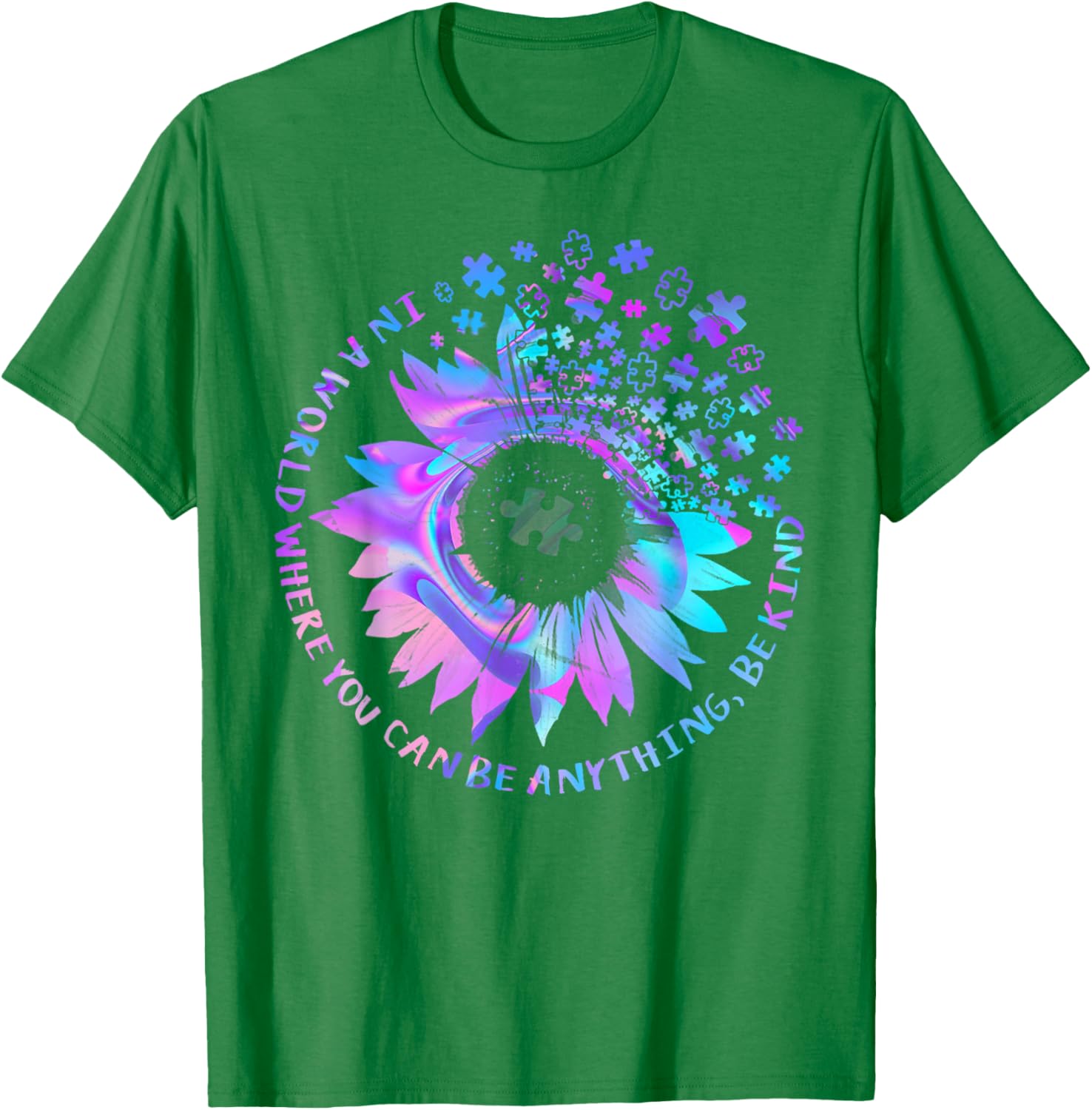 Be Kind Autism Awareness Kindness Sunflower Tie Dye Puzzle