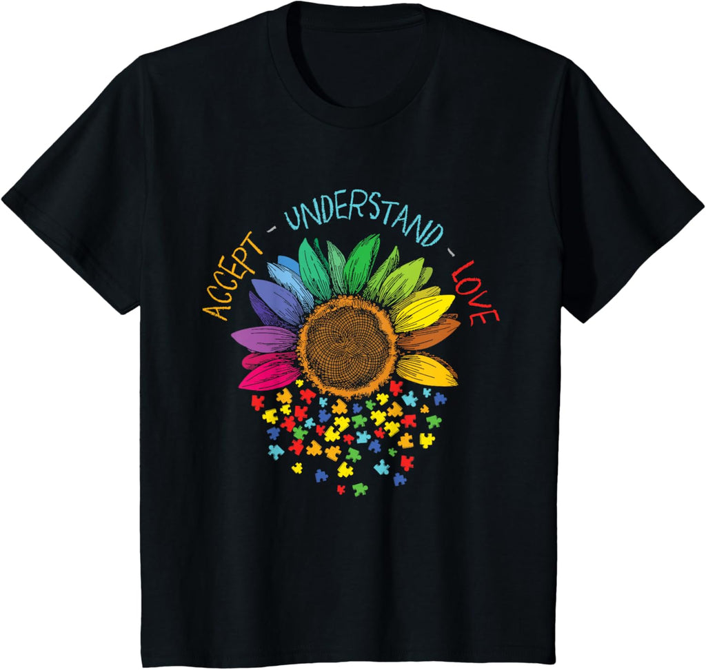 Autism Awareness Accept Understand Love ASD Rainbow Flower