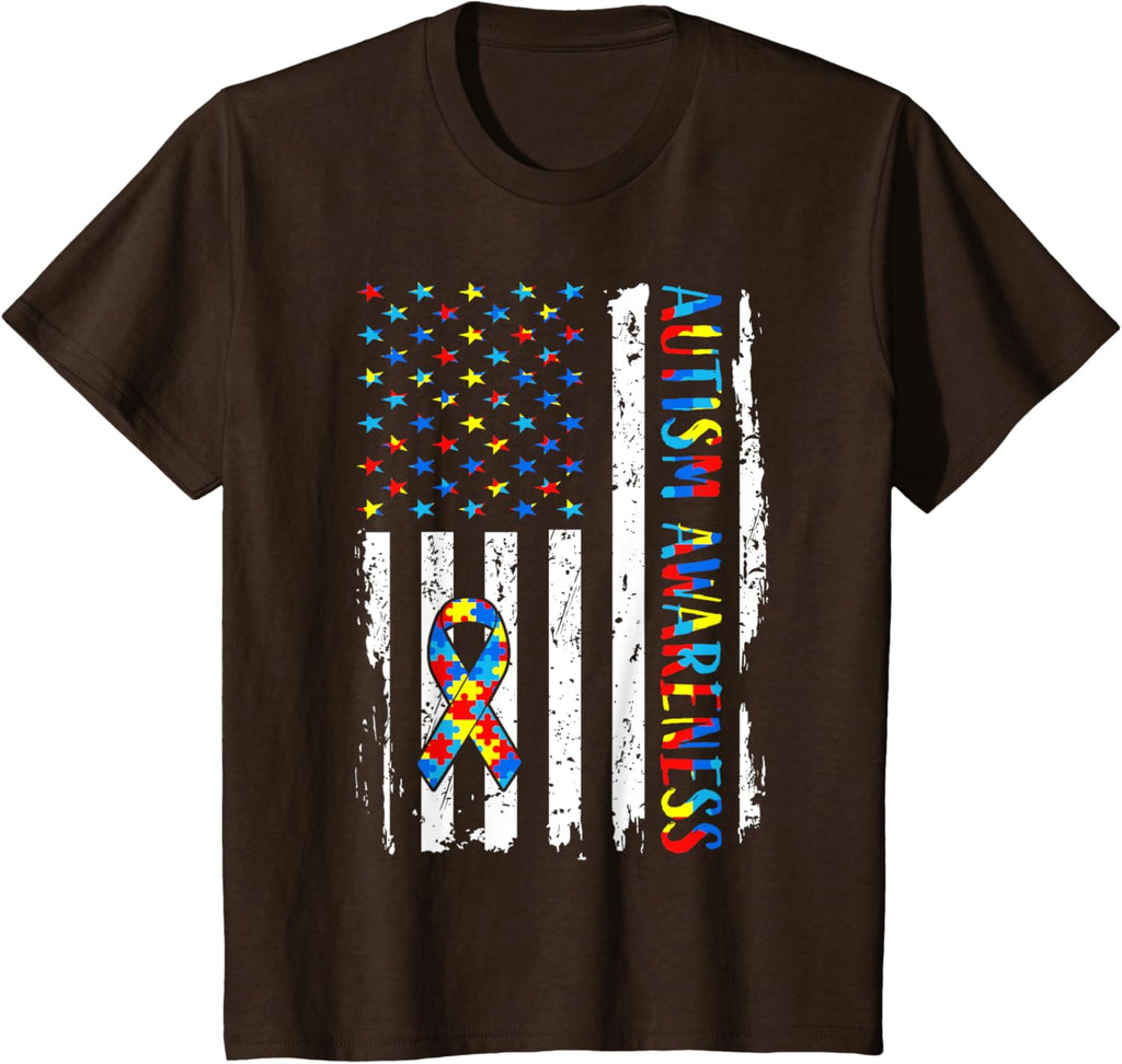 Autism Awareness Mom Dad USA flag Autistic Awareness Autism