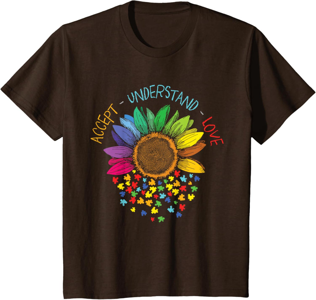 Autism Awareness Accept Understand Love ASD Rainbow Flower