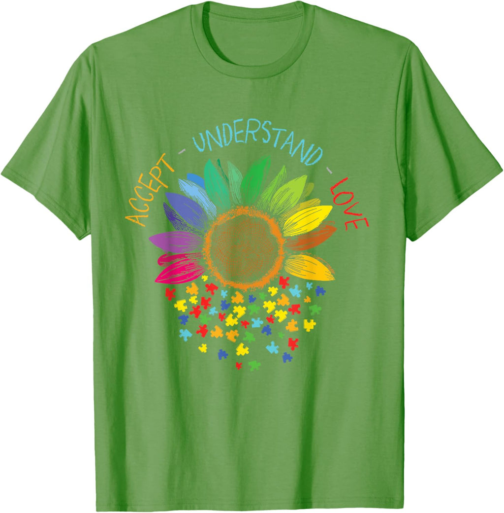 Autism Awareness Accept Understand Love ASD Rainbow Flower