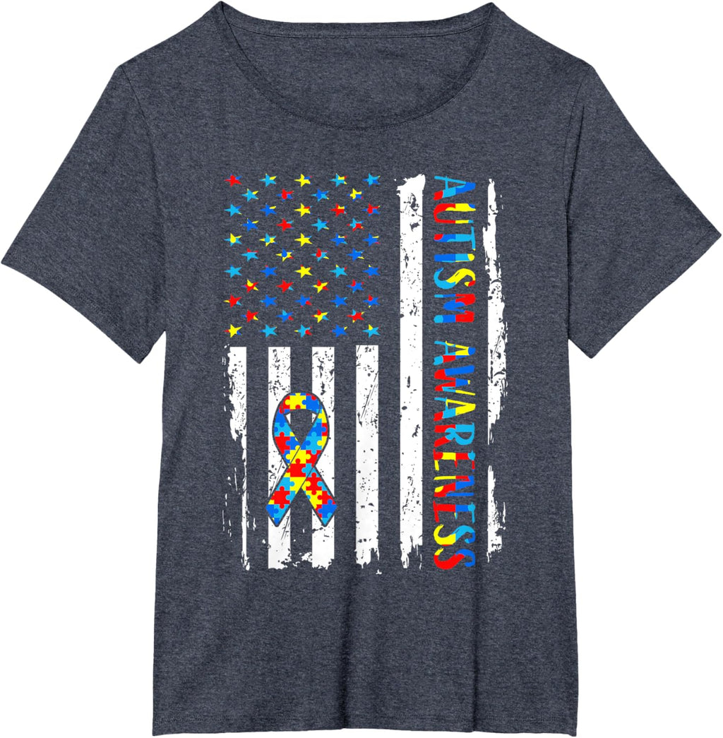Autism Awareness Mom Dad USA flag Autistic Awareness Autism