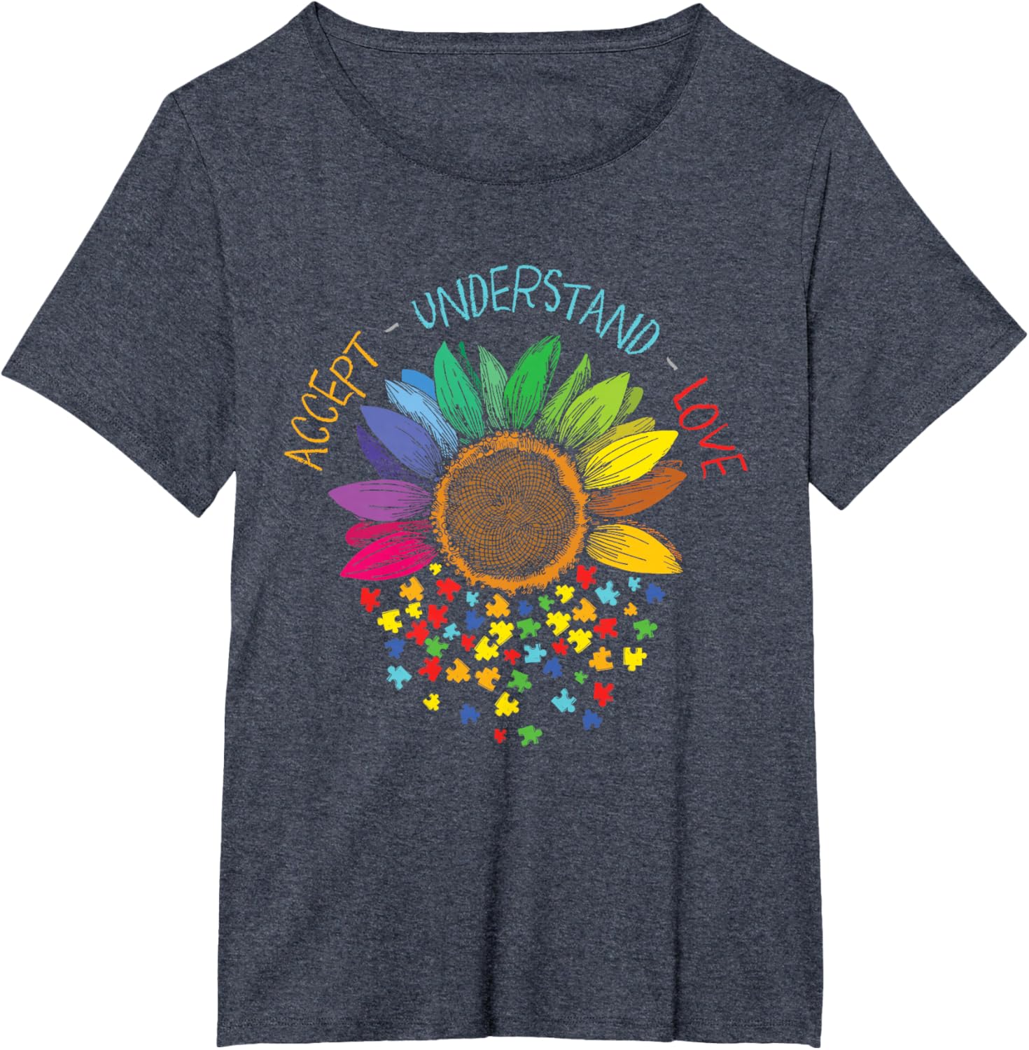 Autism Awareness Accept Understand Love ASD Rainbow Flower