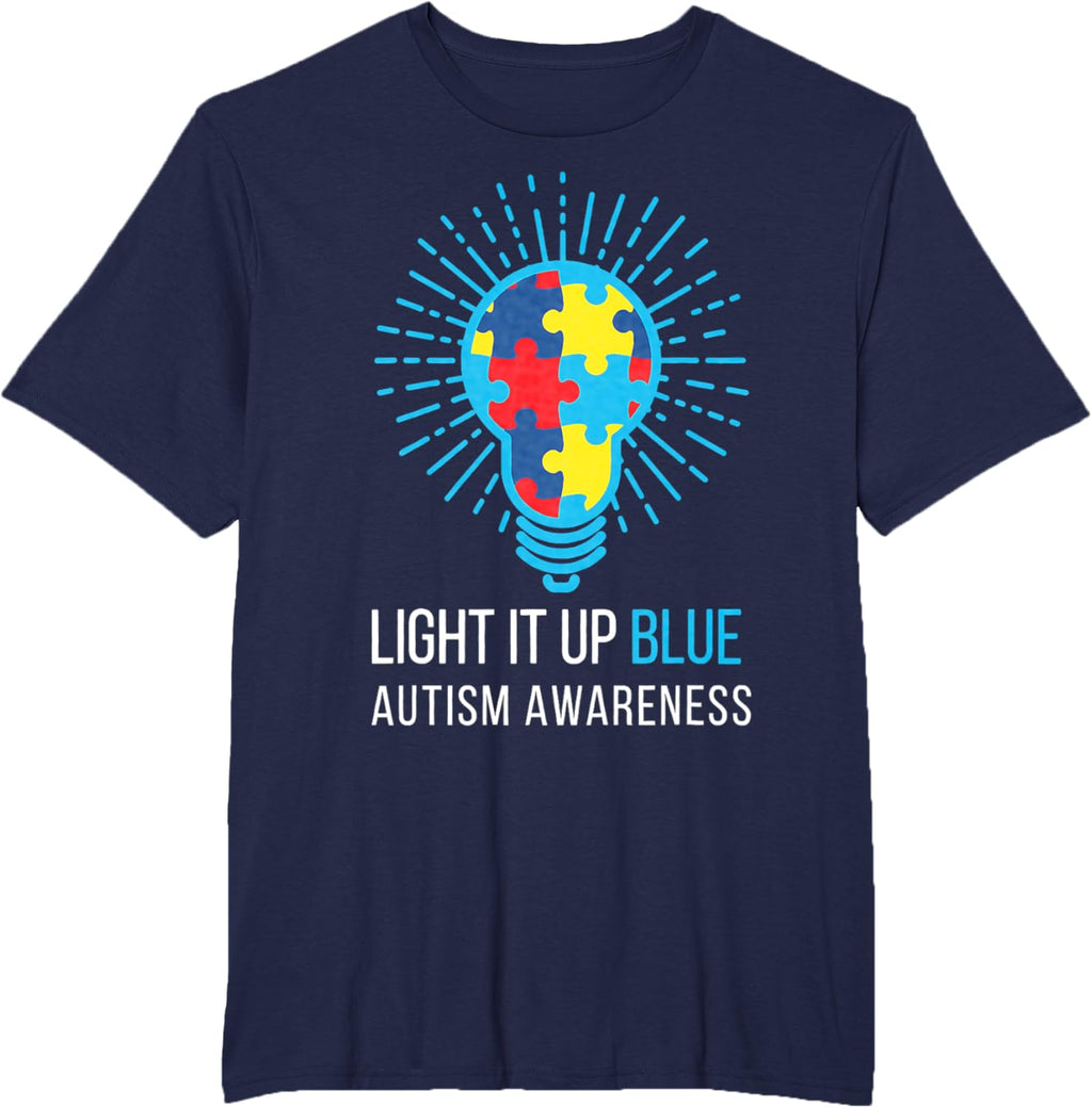 Light It Up Blue Autism Awareness Ribbon Puzzle Pieces