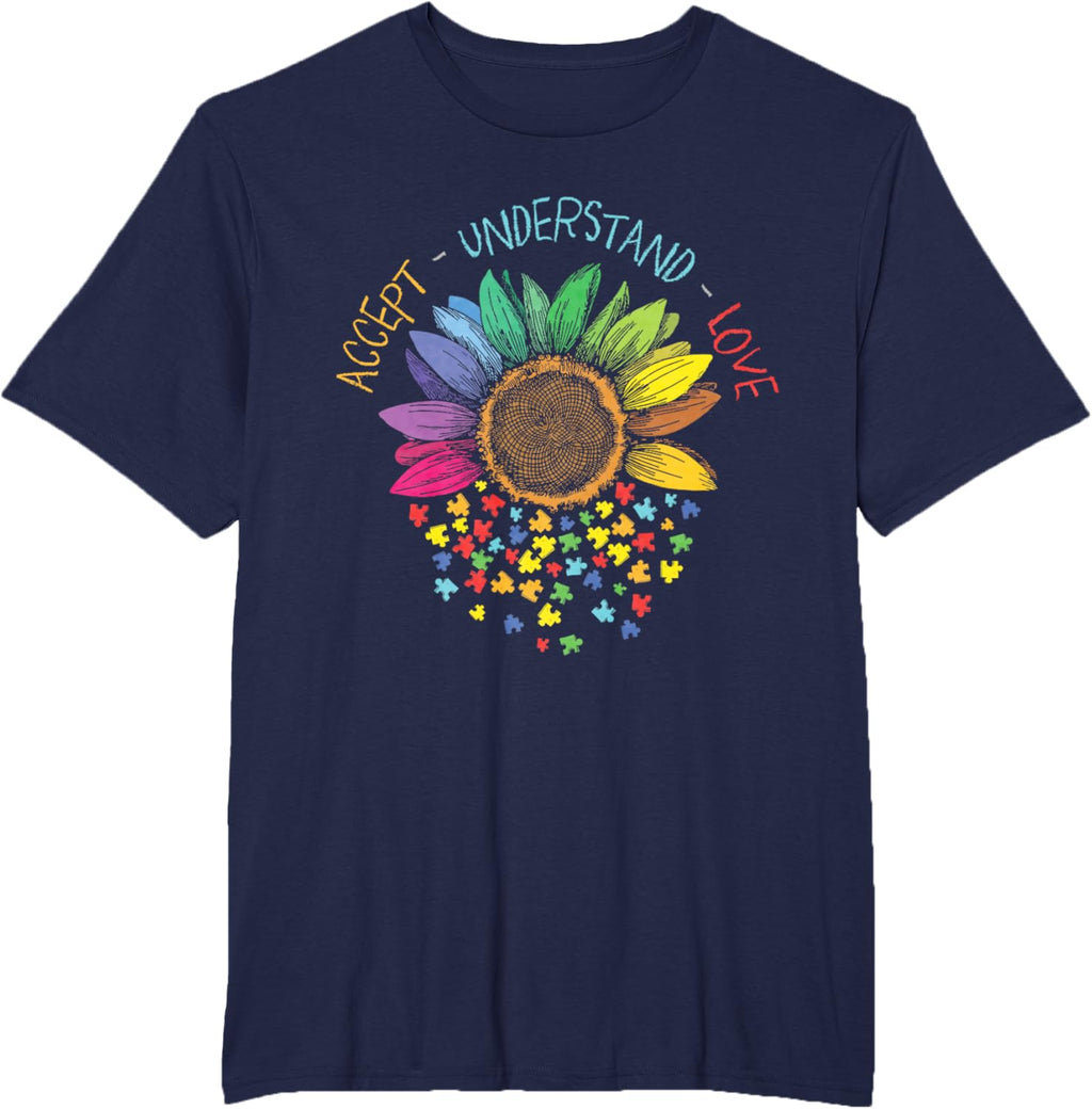 Autism Awareness Accept Understand Love ASD Rainbow Flower