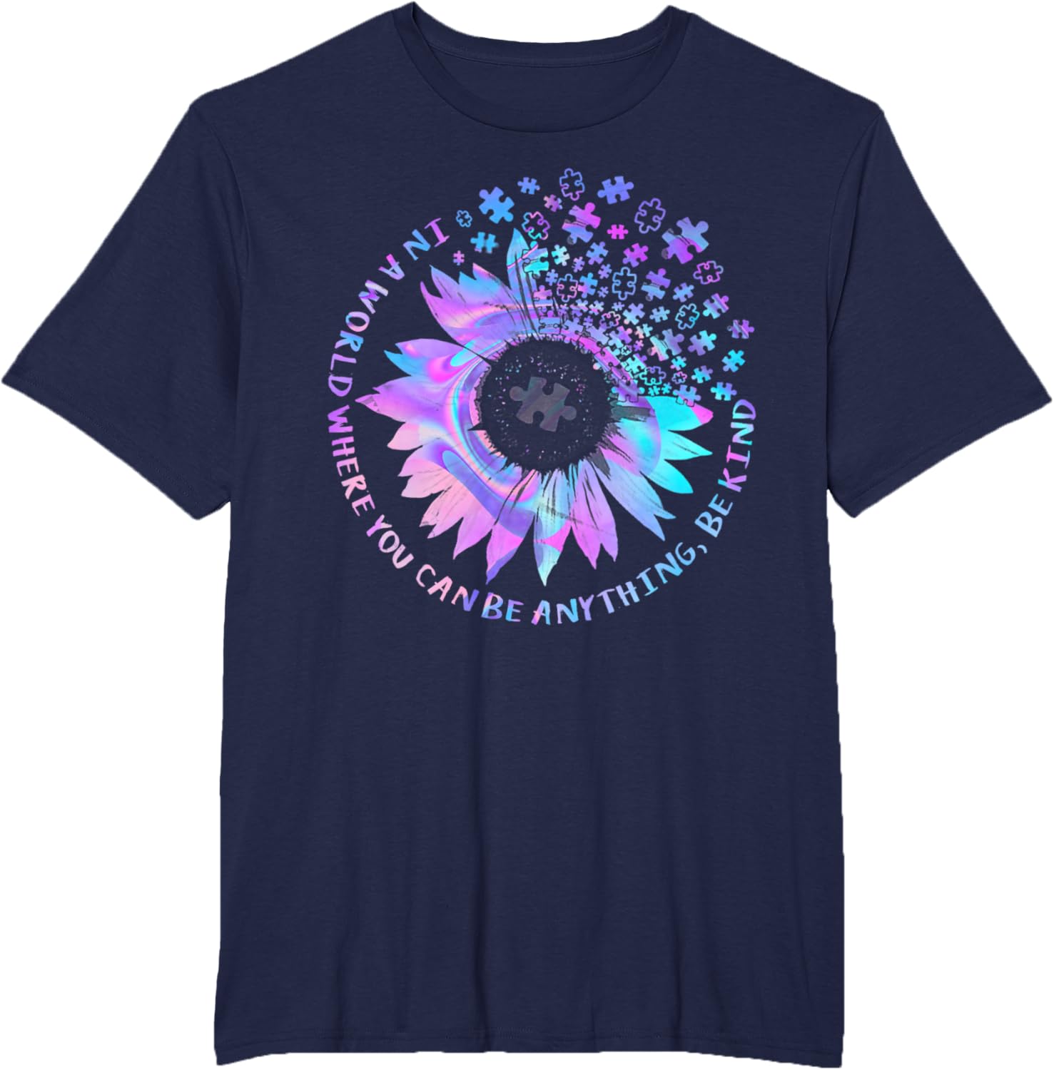 Be Kind Autism Awareness Kindness Sunflower Tie Dye Puzzle